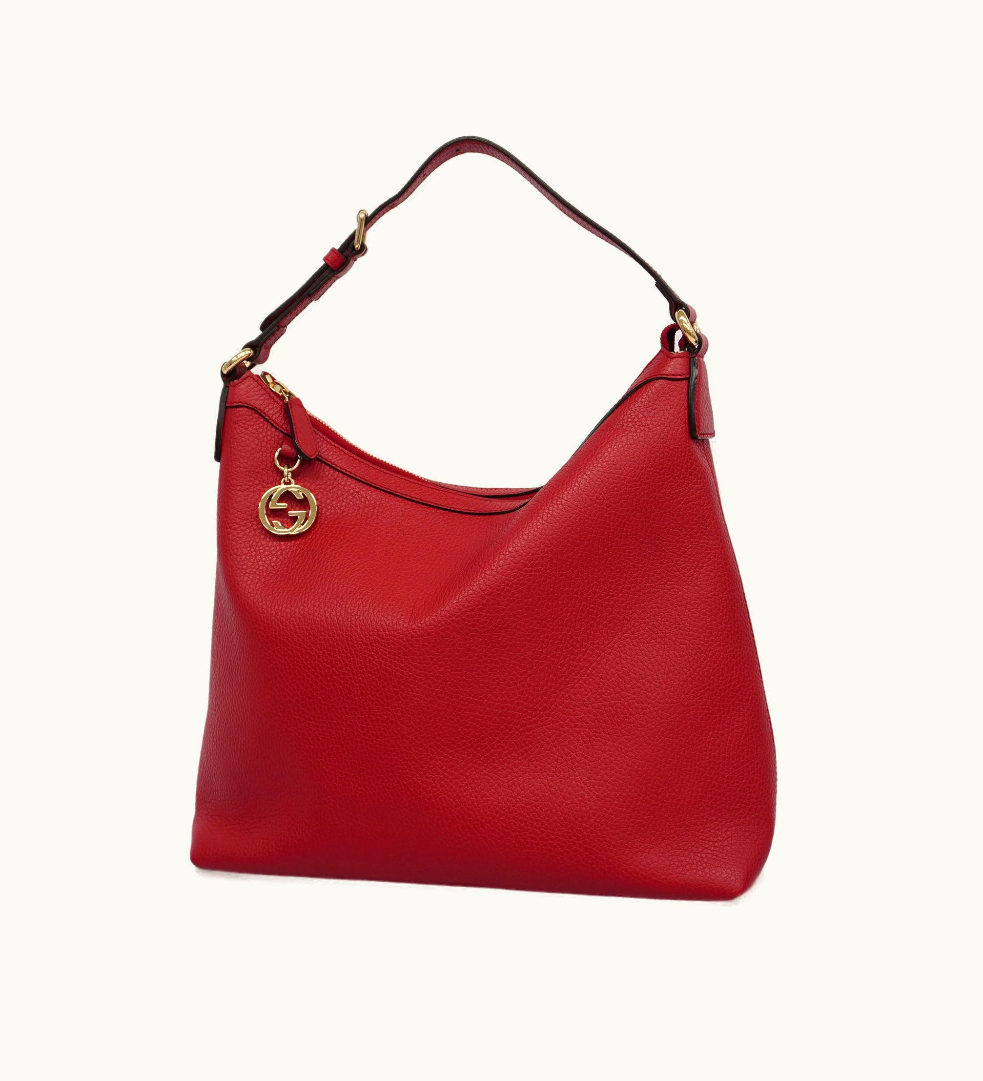 Gucci Gucci Interlocking G 510302 Women's Leather Shoulder Bag Red Color