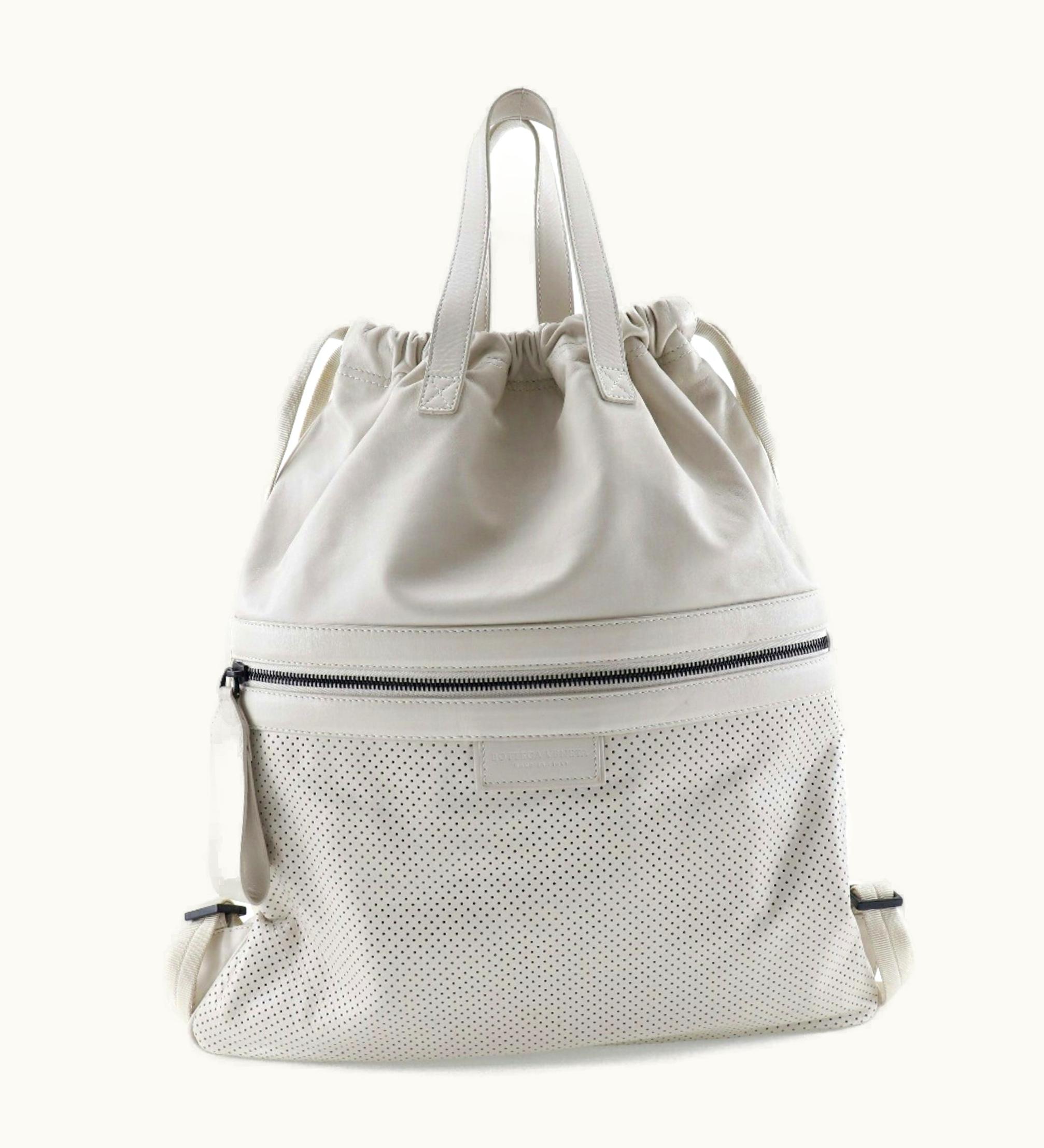 Bottega Veneta Bottega Veneta Bottegaveneta Leggero Backpack/Daypack 567222 Calf Made In Italy Ivory Shoulder Handbag 2Way Drawstring Unisex