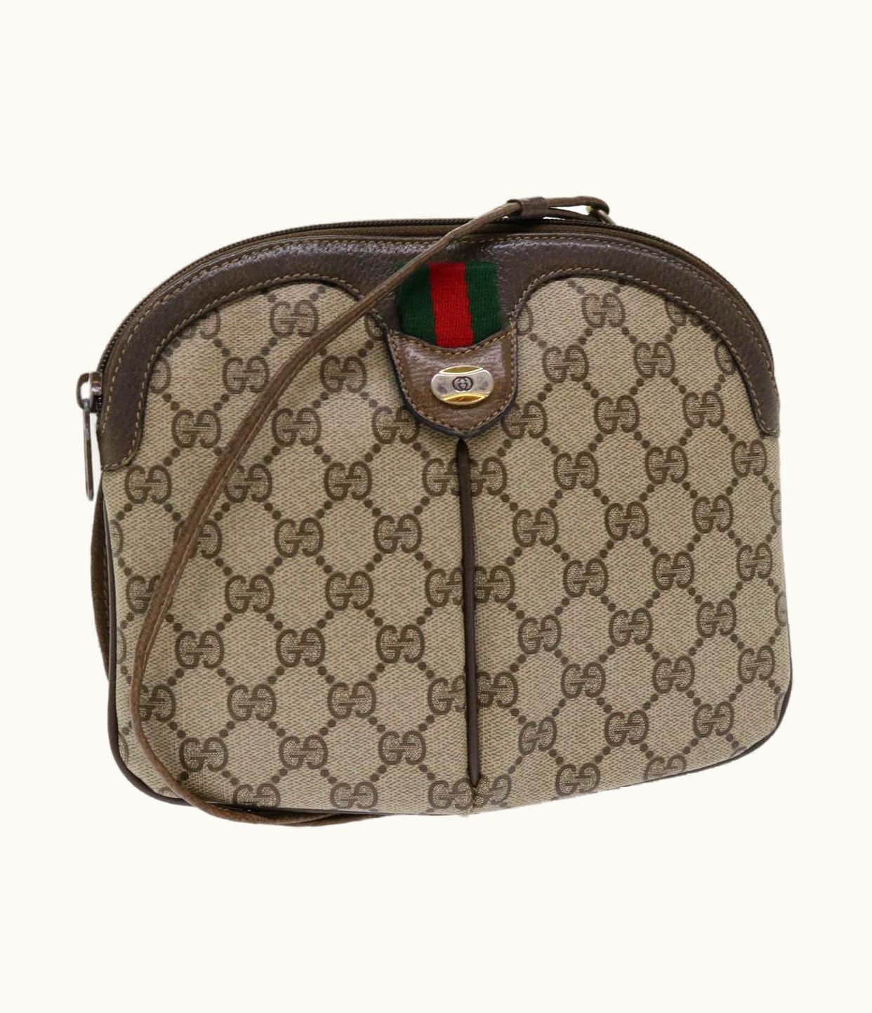 Gucci Gucci GG Canvas Web Sherry Line Shoulder Bag Beige Red 904 02 047