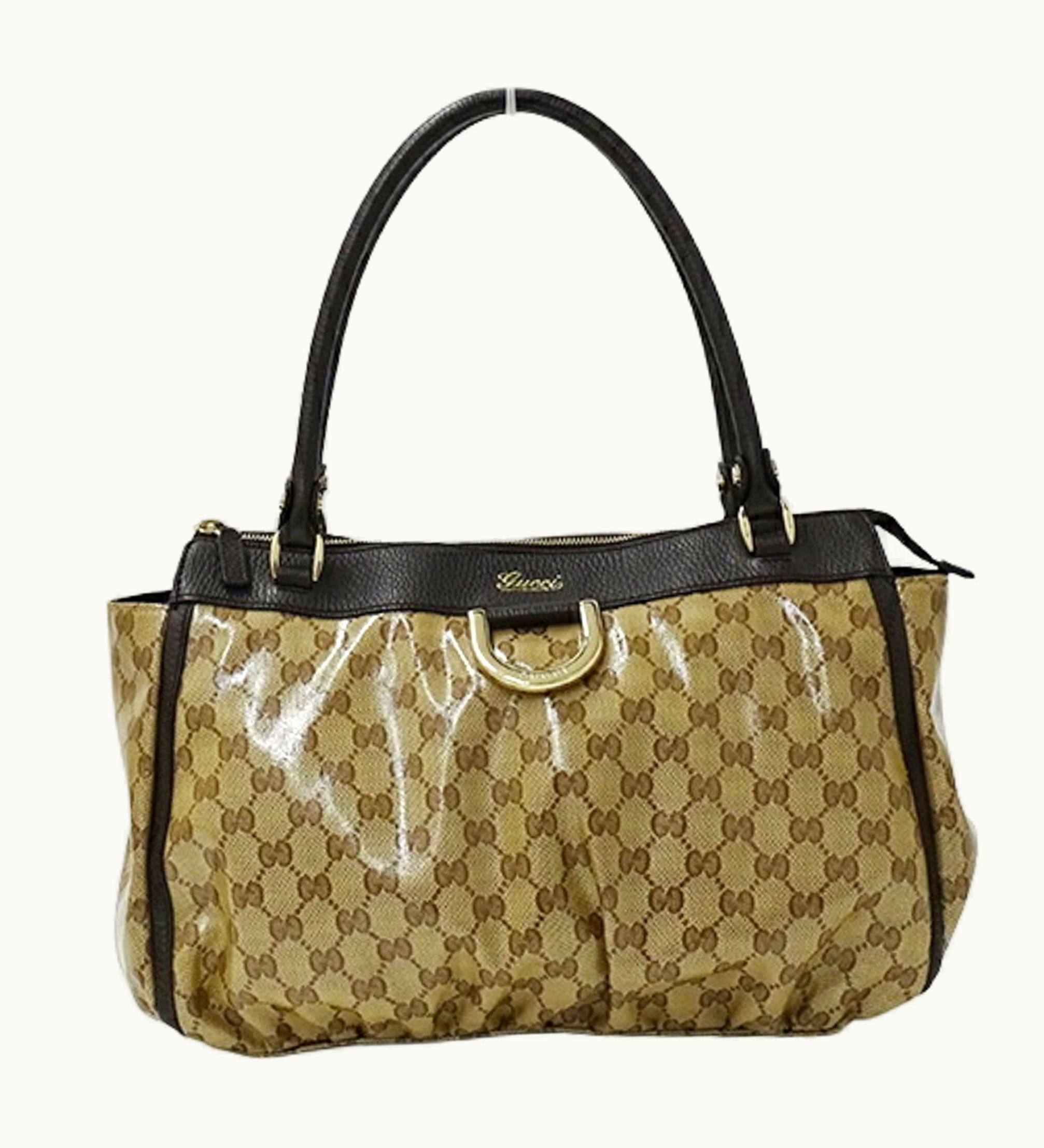 Gucci Gucci Bag Women's Tote Shoulder GG Crystal Abbey Brown Beige 327787
