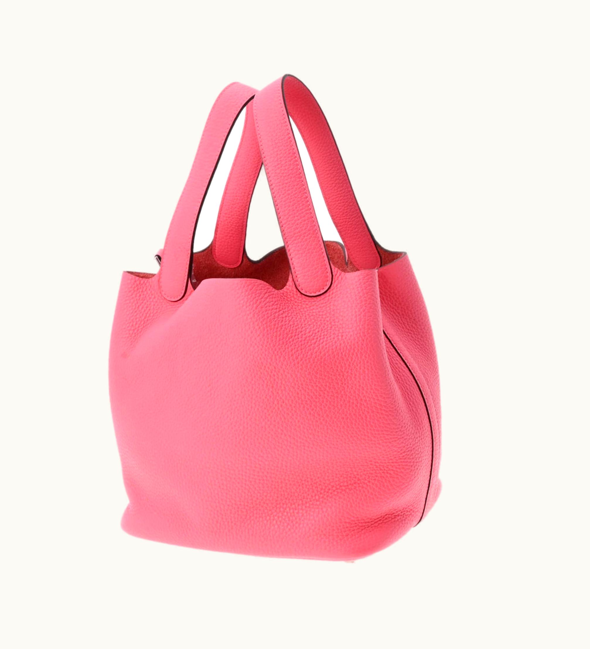 Hermès Hermès Picotin Lock MM Rose Azalee Palladium Hardware Y Engraved [Around 2020] Women's Taurillon Clemence Handbag