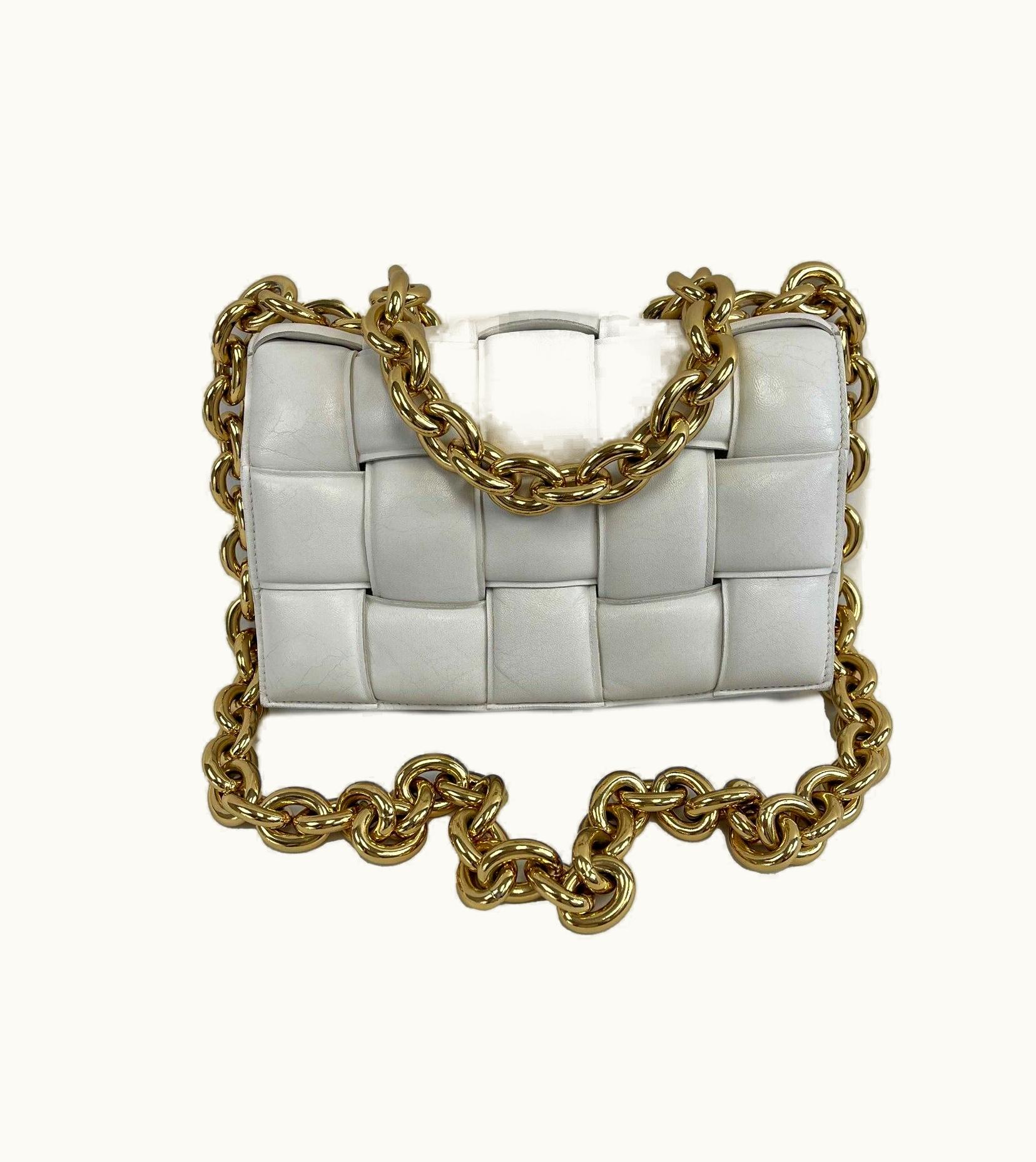 Bottega Veneta Bottega Veneta - Lambskin Maxi Intrecciato Padded White Crossbody