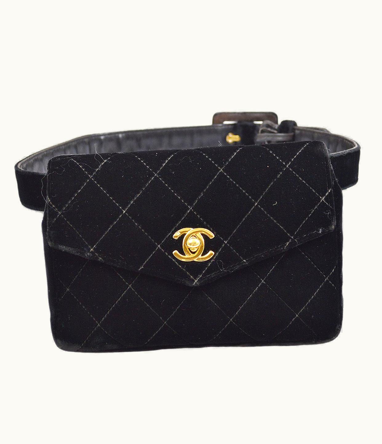 Chanel Chanel 1994-1996 Black Velvet Belt Bag #70 Nr14076D