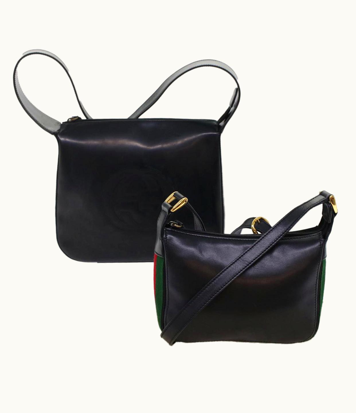 Gucci Gucci Web Sherry Line Shoulder Bag Patent Leather 2Set Black Red