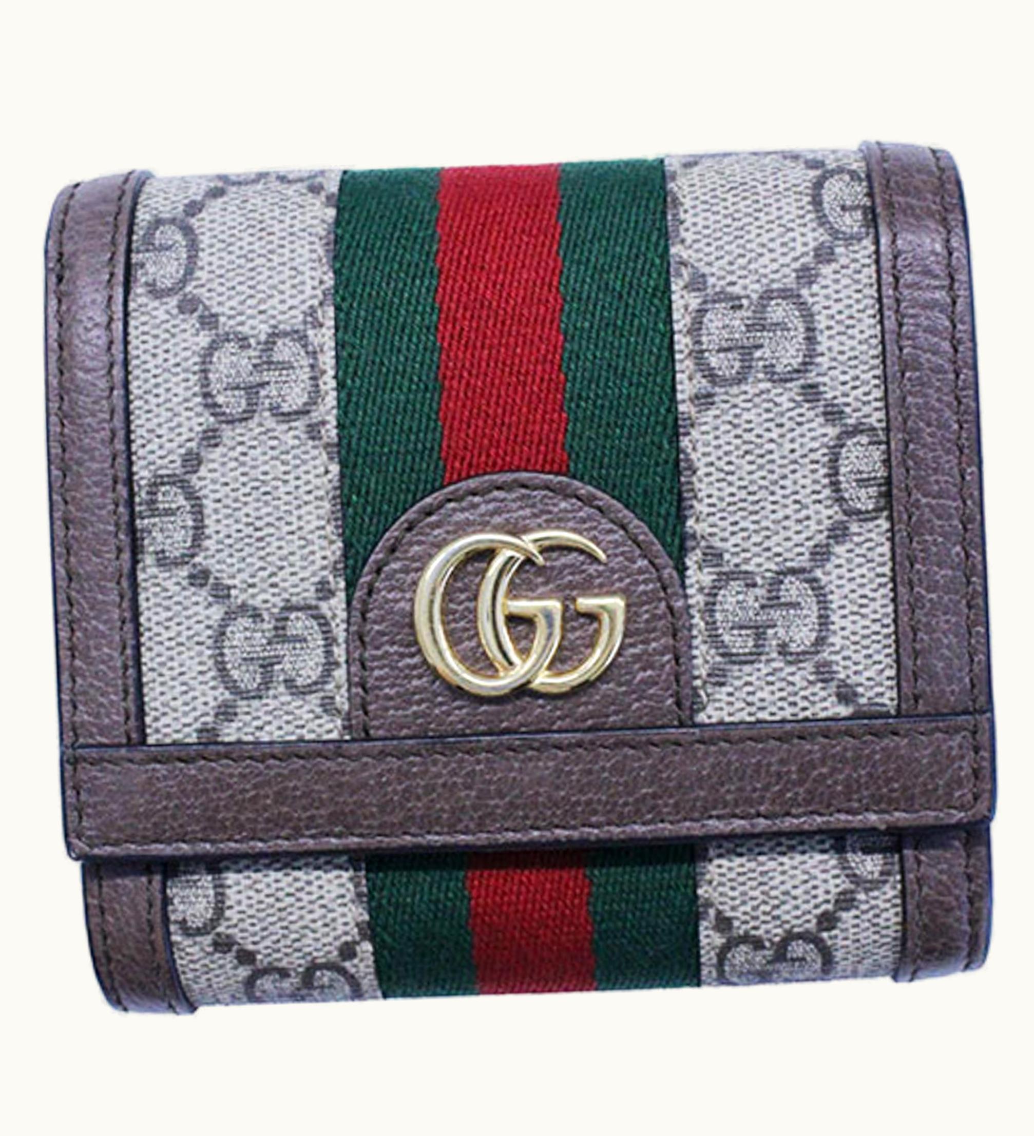 Gucci Gucci Wallet Women's Ophidia Bifold GG Plus Supreme Sherry Web Brown 598662
