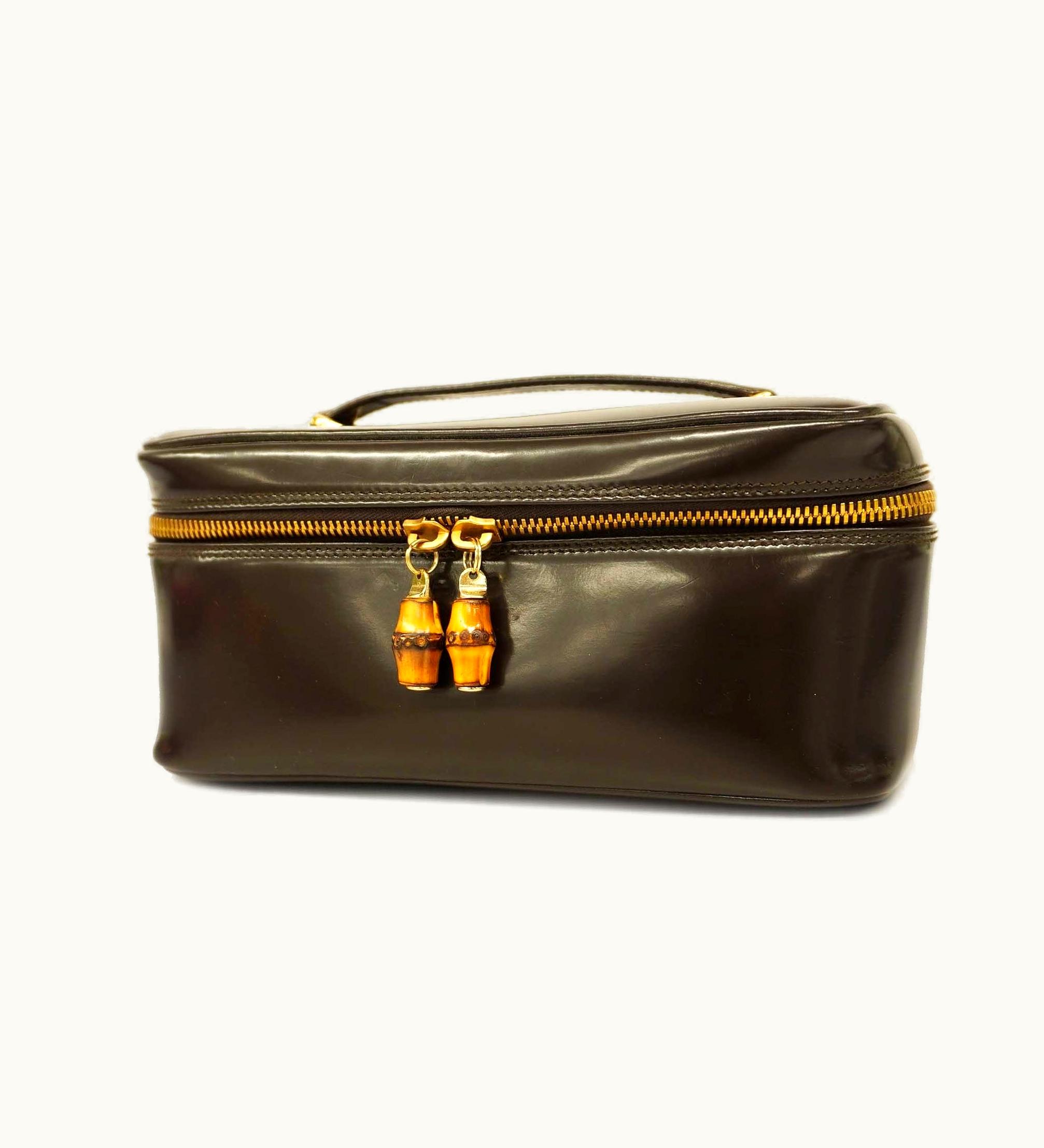 Gucci Gucci Bamboo Vanity Bag 032 1956 0150 Women's Leather Vanity Bag Brown