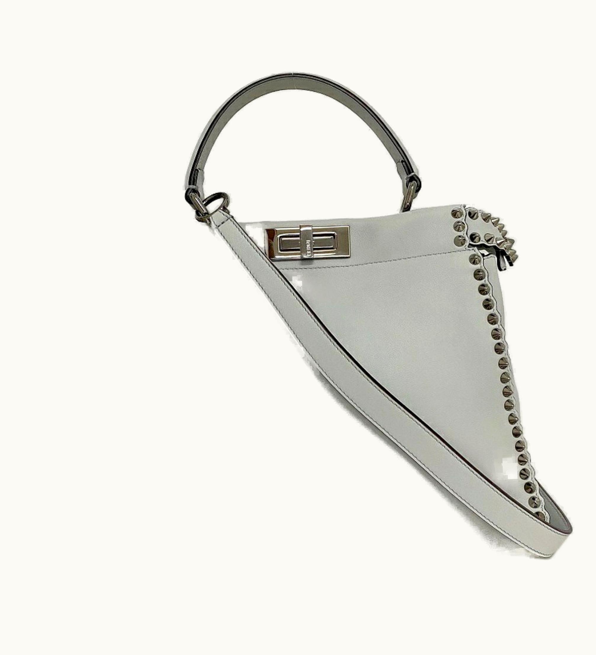 Fendi Fendi Peek-A-Boo Regular Gray 8Bn290 A0K8 F136H 2Way Bag Calf Leather Fendi Ladies Studs Icon Shoulder Handbag