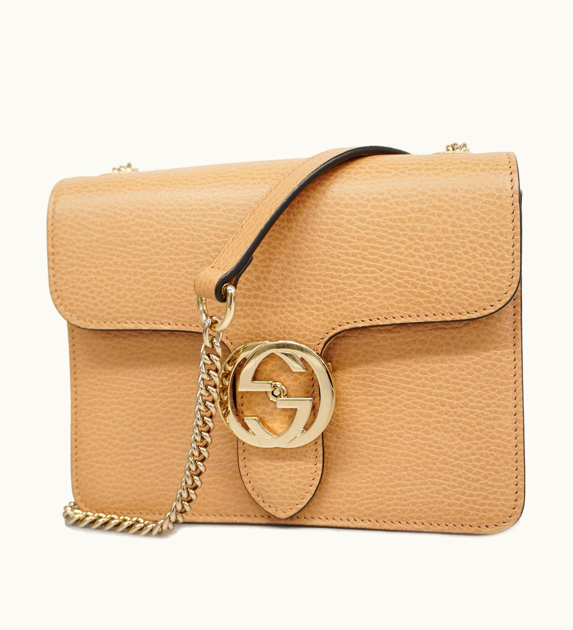 Gucci Gucci Interlocking G 510304 Women's Leather Shoulder Bag Beige