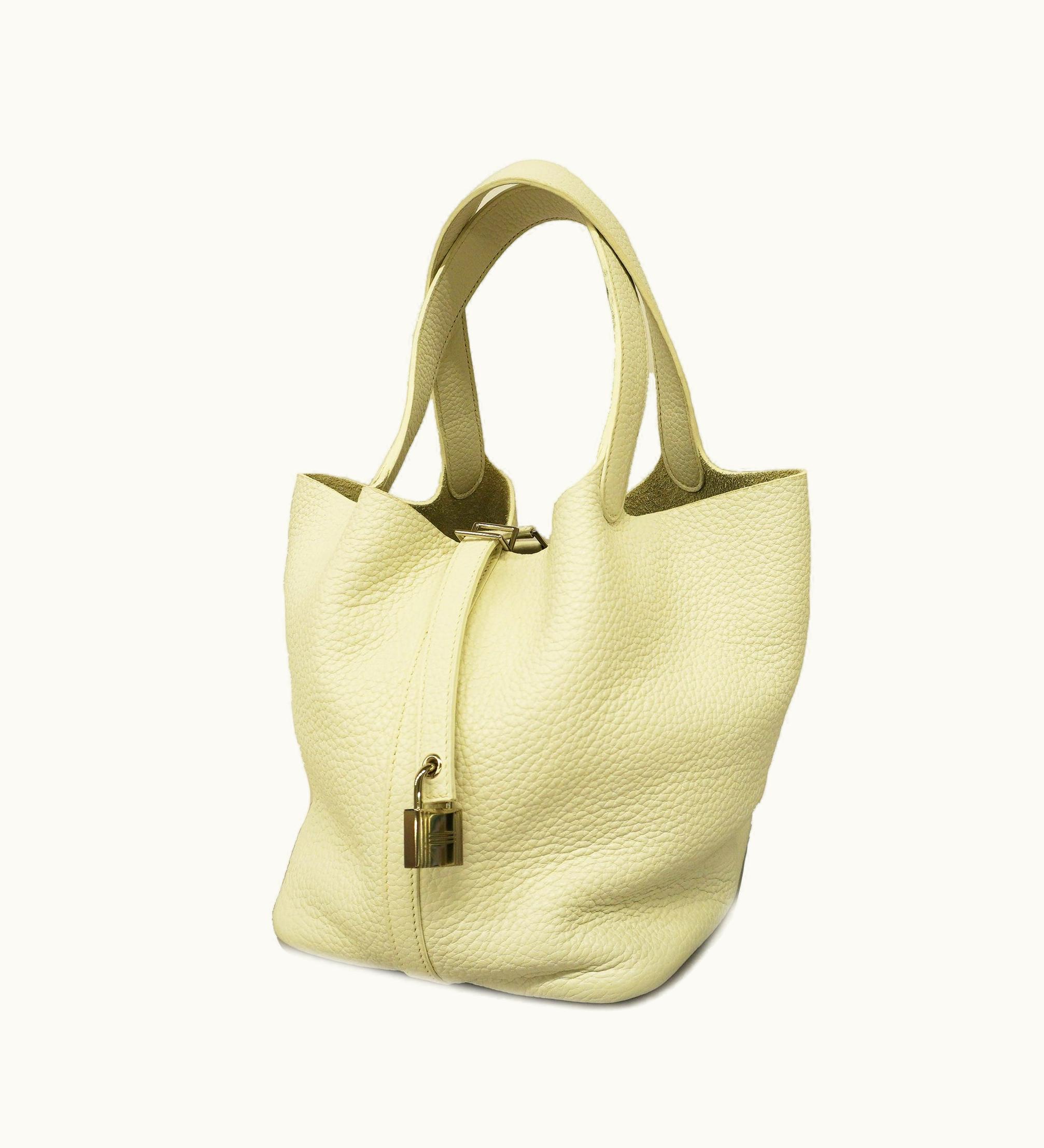 Hermès Hermès   Picotin Lock mm A Stamp Women's Taurillon Clemence Handbag White