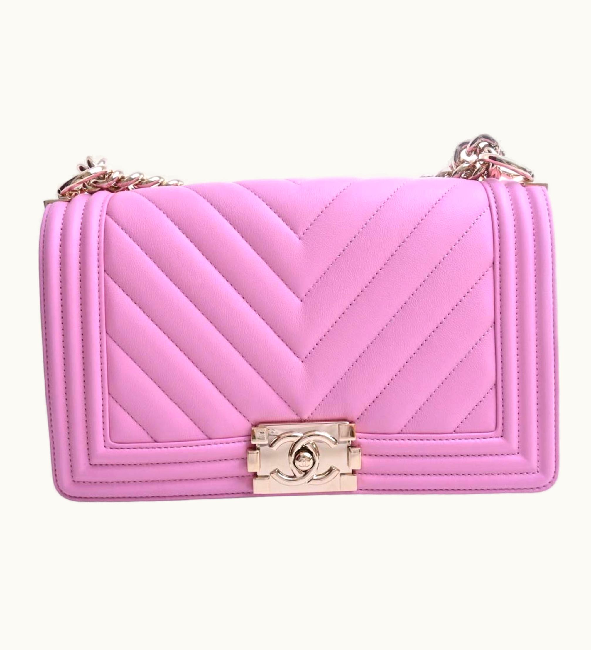 Chanel Chanel Lambskin Boy Coco Mark Chain Shoulder Bag Pink Ladies