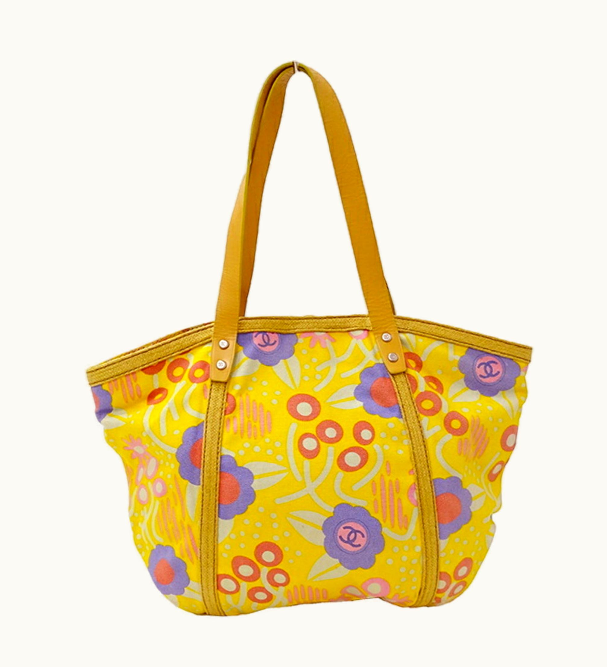 Chanel Chanel Bag Lady's Tote Canvas High Summer Yellow Multicolored Flower