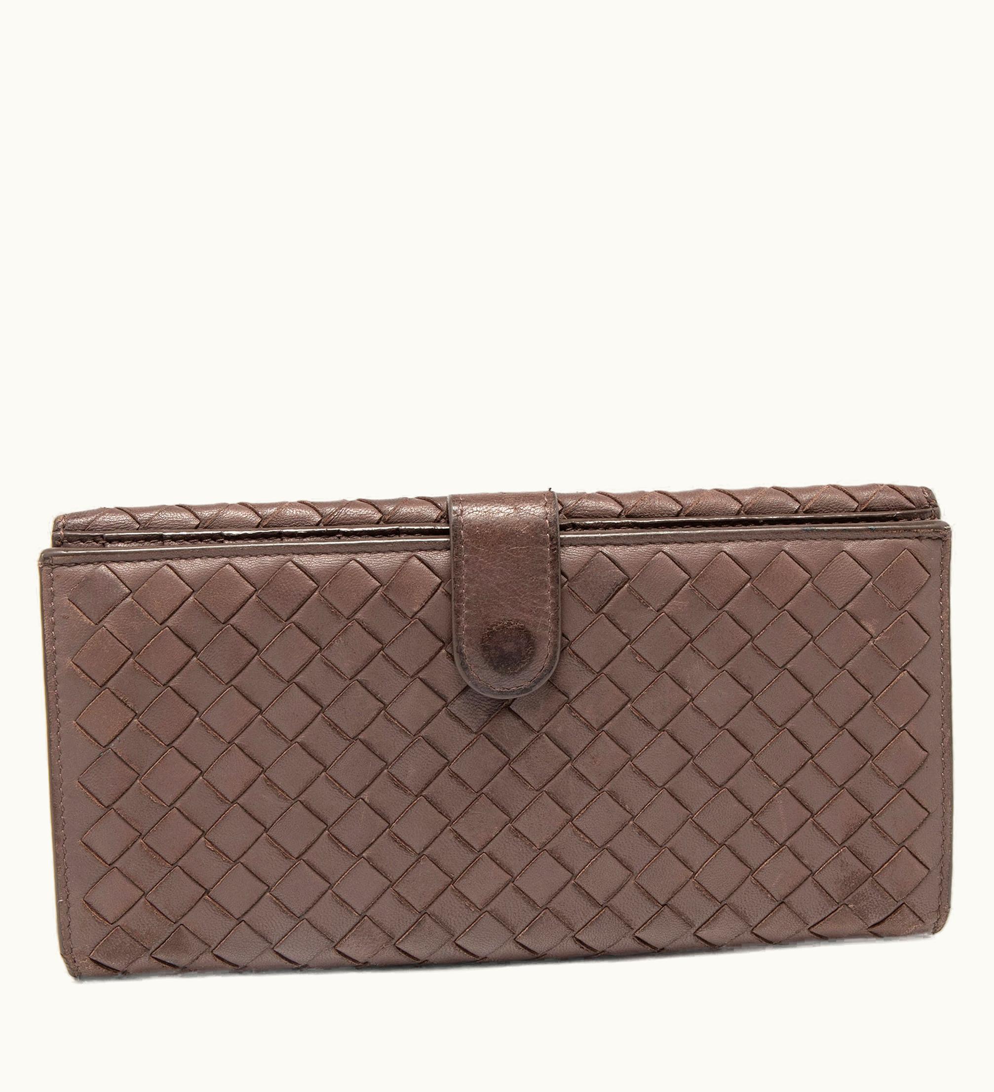 Bottega Veneta Bottega Veneta Brown Intrecciato Leather French Flap Continental Wallet
