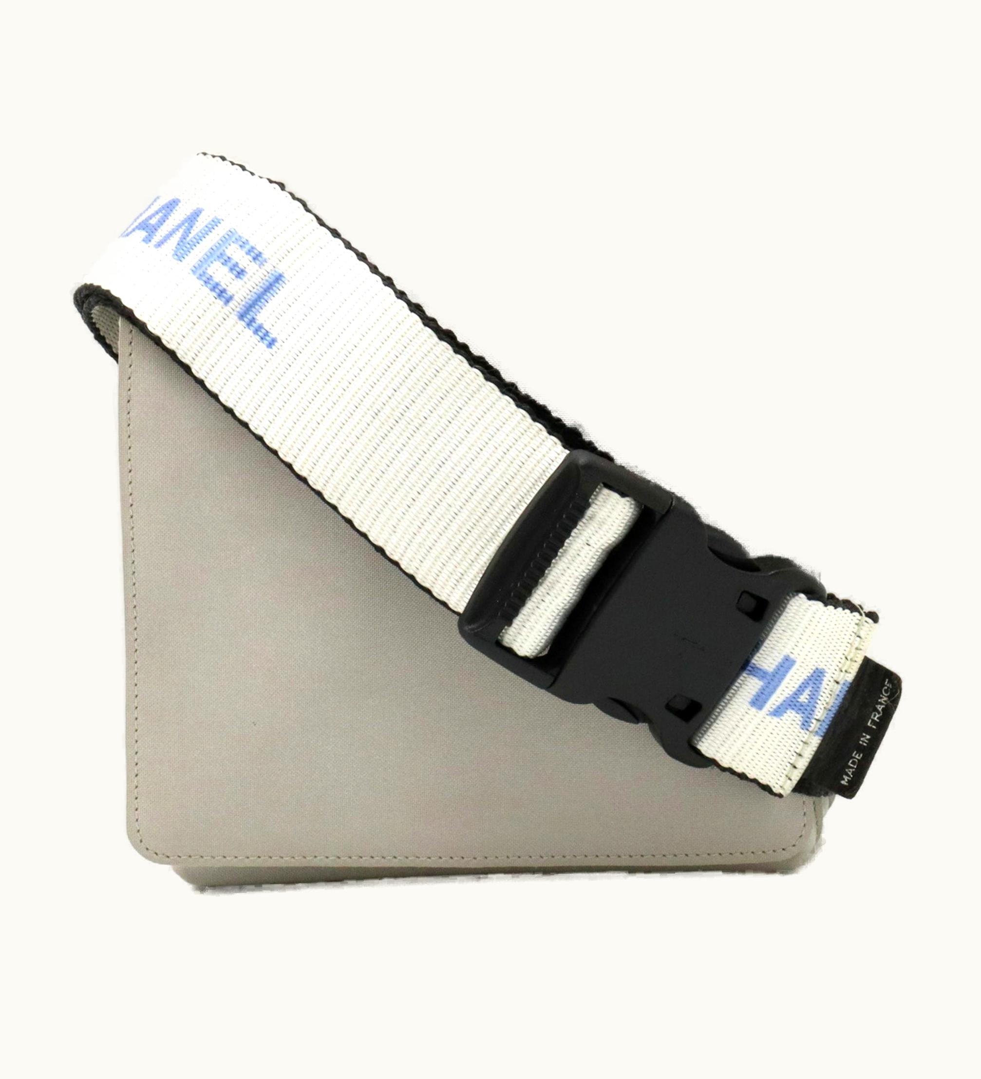 Chanel Chanel Sports Line Waist Pouch Bag Body Hip Nylon Canvas Gray White