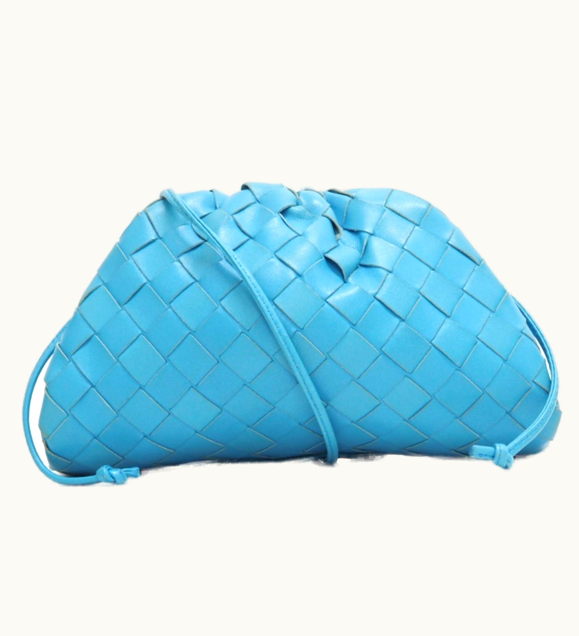 Bottega Veneta Bottega Veneta/ The Pouch 20 Intrecciato Shoulder Bag Blue Ladies