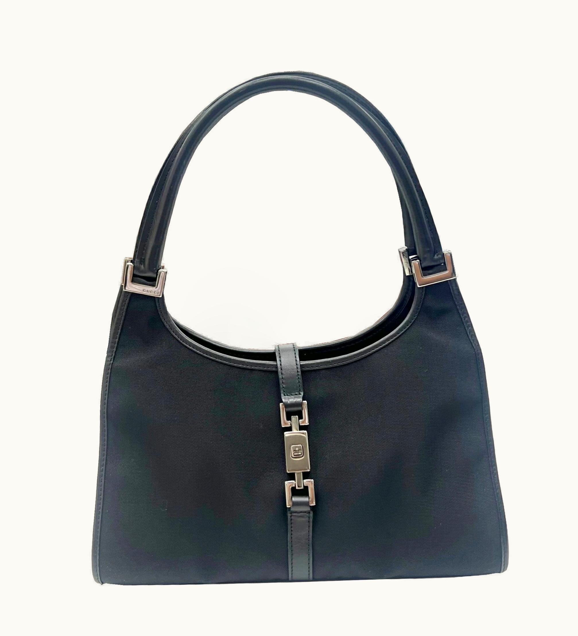 Gucci Gucci Jackie Handbag Canvas Leather Black 002.1068 Ladies