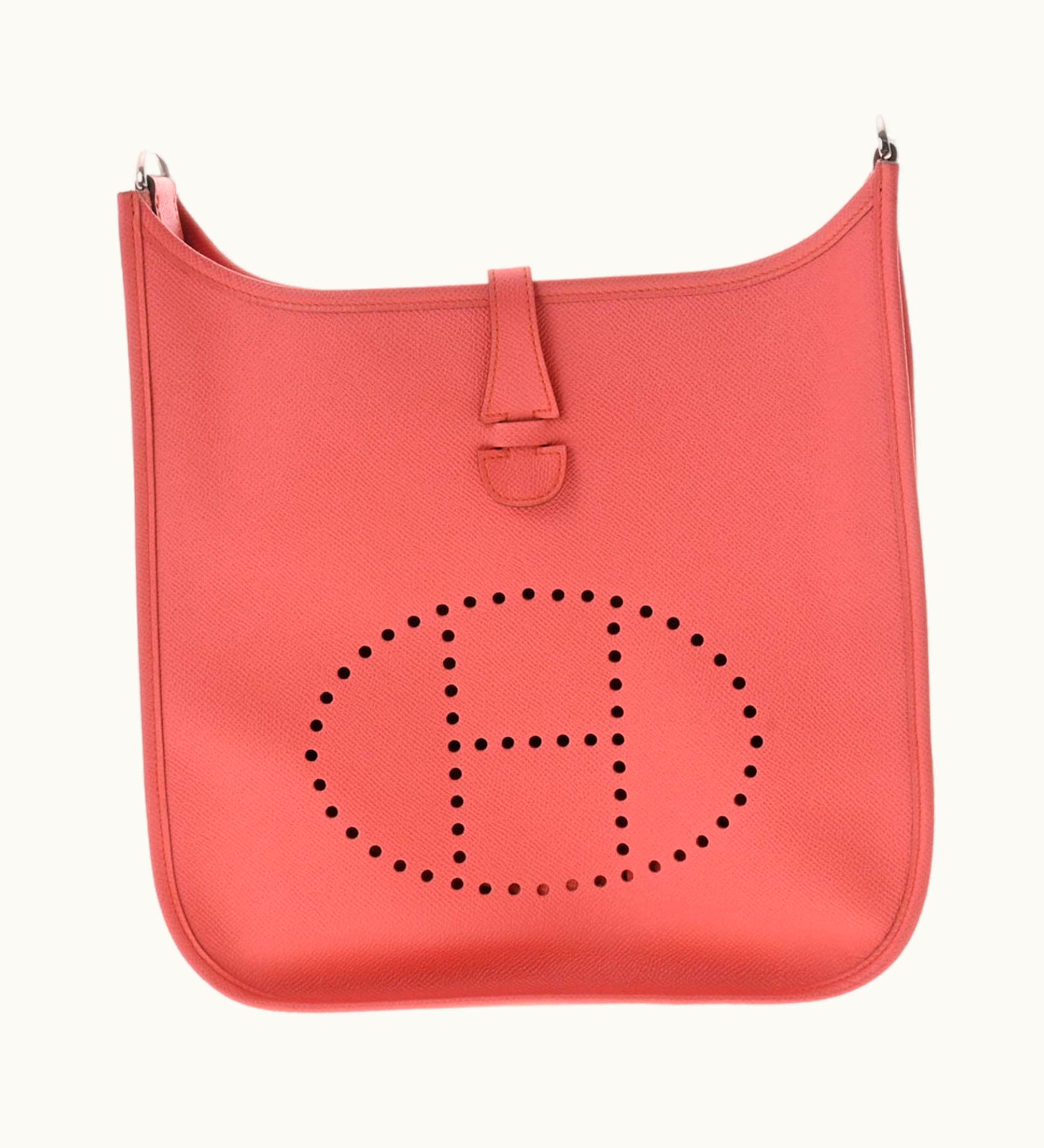Hermès Hermès Evelyne 3 PM Flamingo Palladium Hardware T Engraved [Around 2015] Women's Vaux Epsom Shoulder Bag
