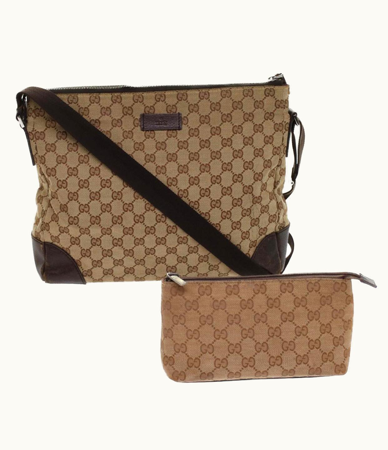 Gucci Gucci GG Canvas Pouch Shoulder Bag 2Set Beige