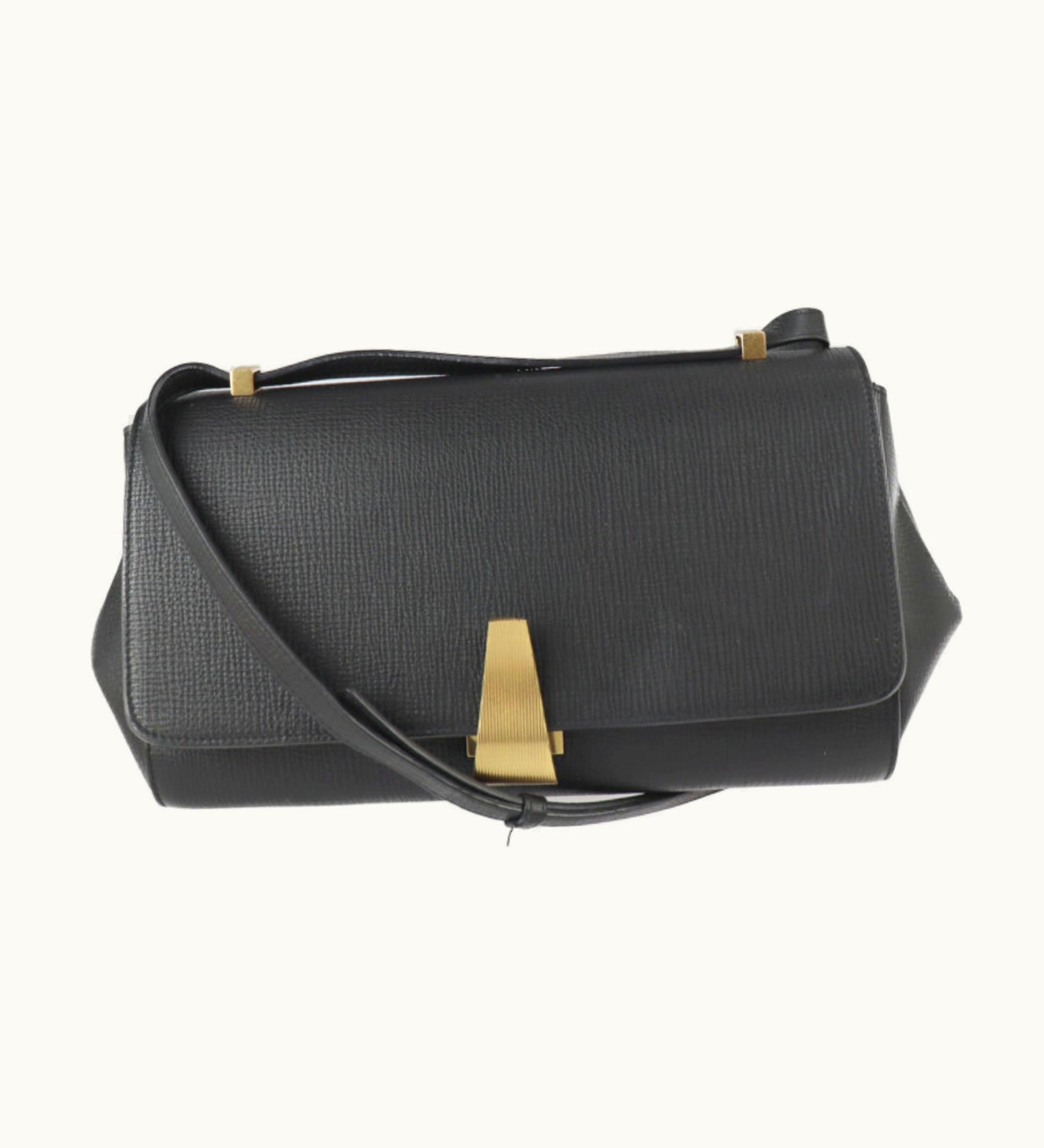 Bottega Veneta Bottega Veneta Angle Angle Palmellato Shoulder Bag 576143 Calf Leather Black Gold Hardware Crossbody