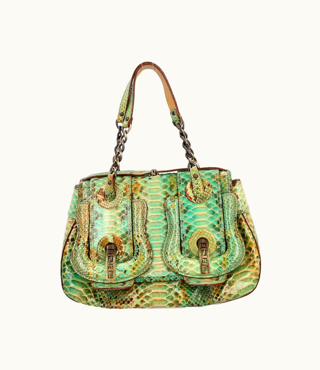 Fendi Fendi Python B Shoulder Bag Green
