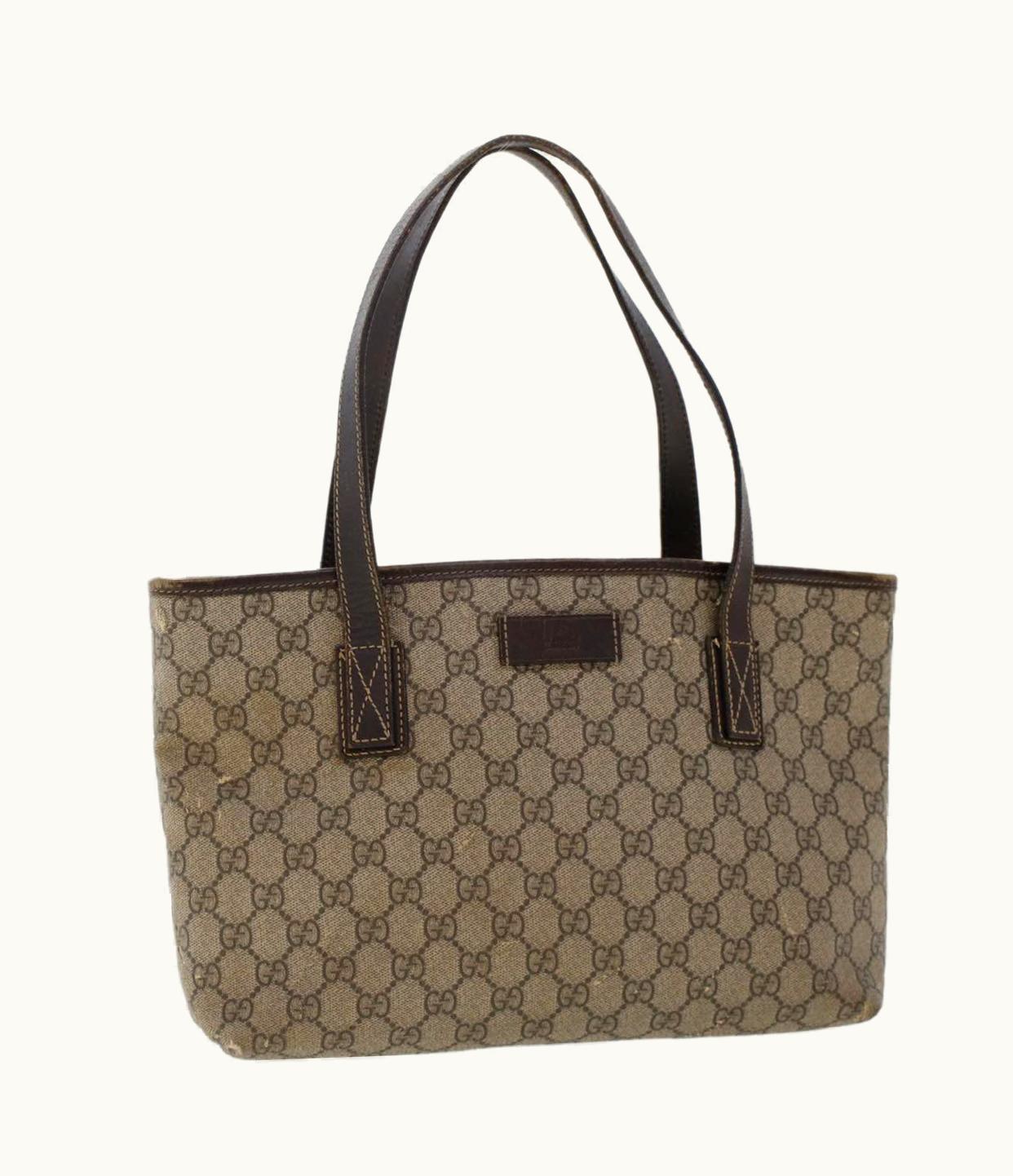 Gucci Gucci GG Canvas Tote Bag Pvc Leather Beige 211138