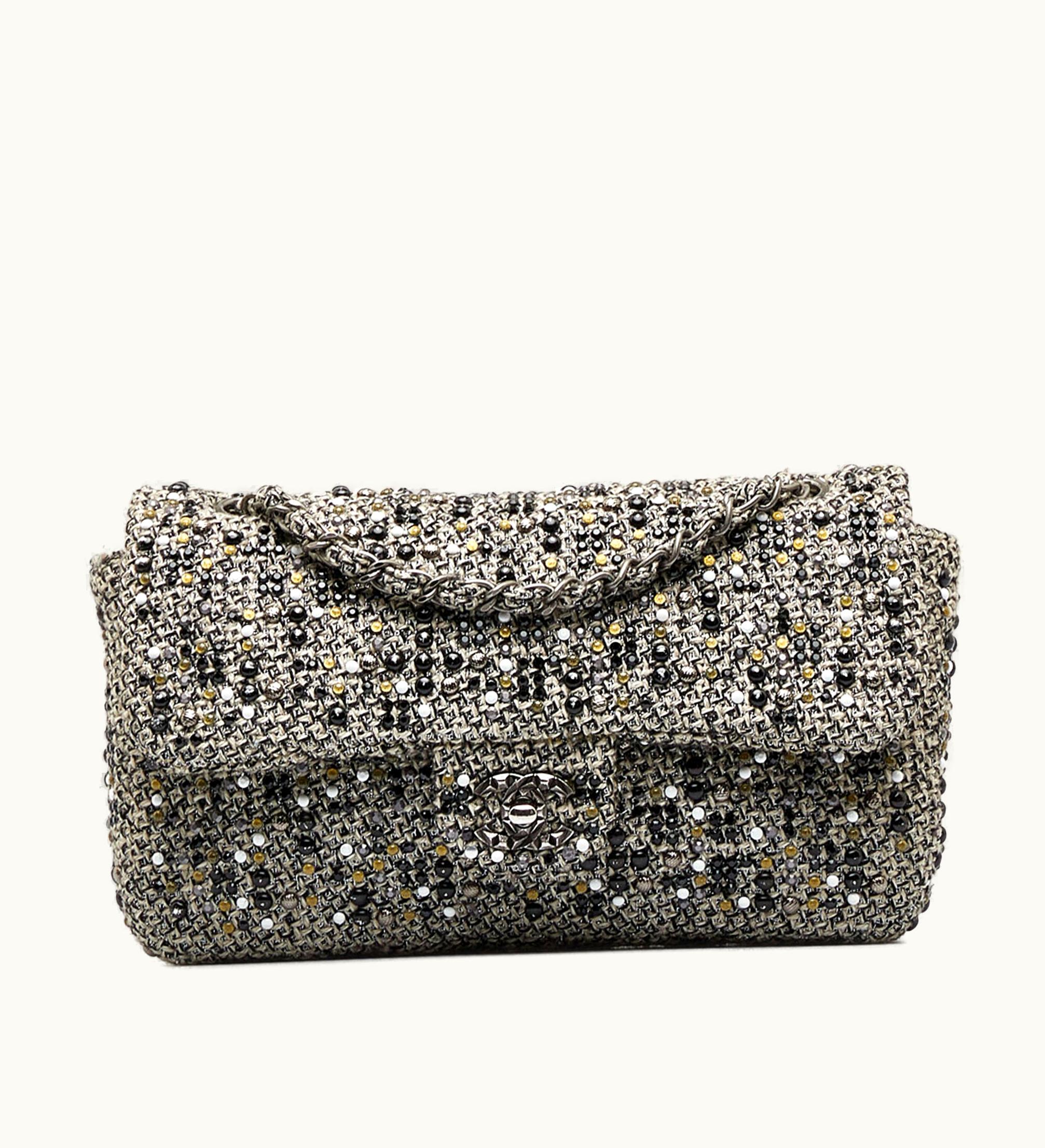 Chanel Chanel Medium Quilted Crystal Tweed Single Flap Bag