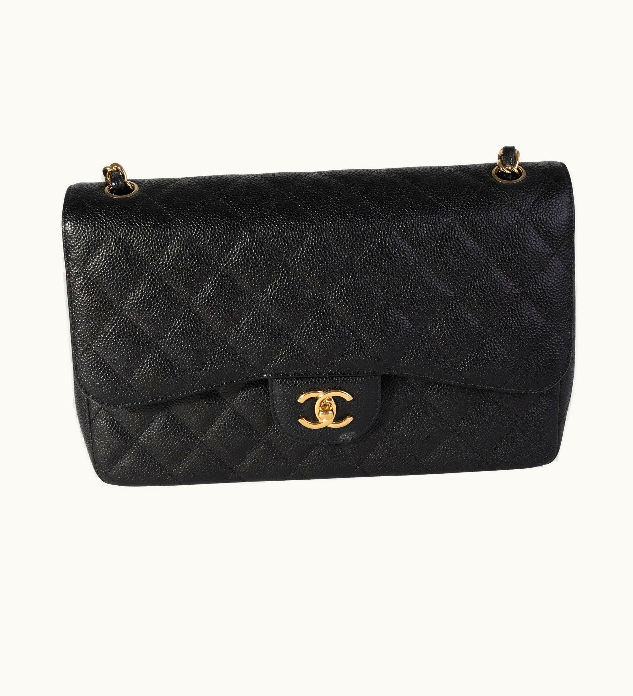 Chanel Chanel Jumbo Classic Double Flap Bag Black Caviar Luxe Burgundy