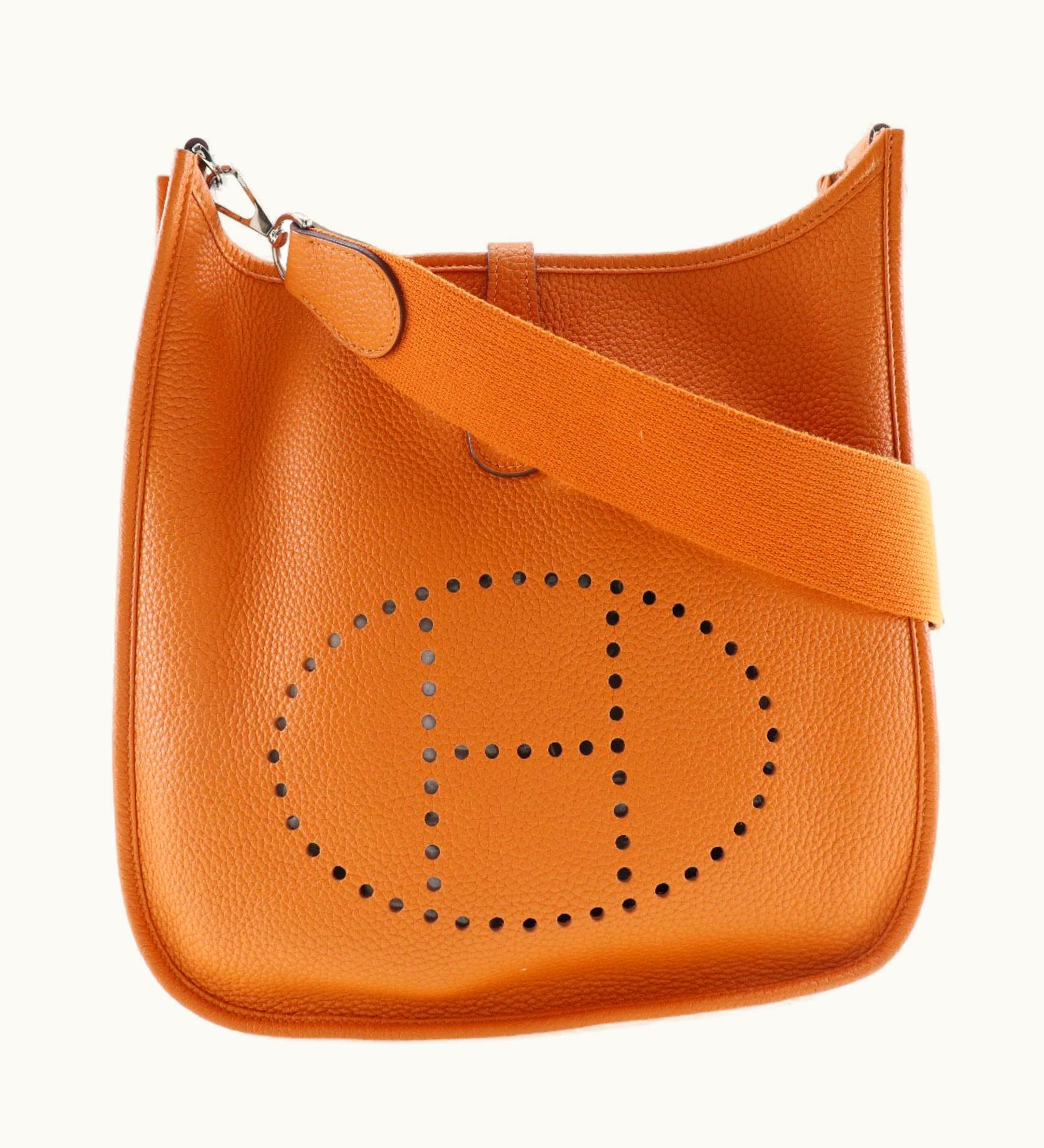 Hermès Hermès Evelyne 3PM Shoulder Bag Taurillon Clemence Orange/Silver Hardware O Women's