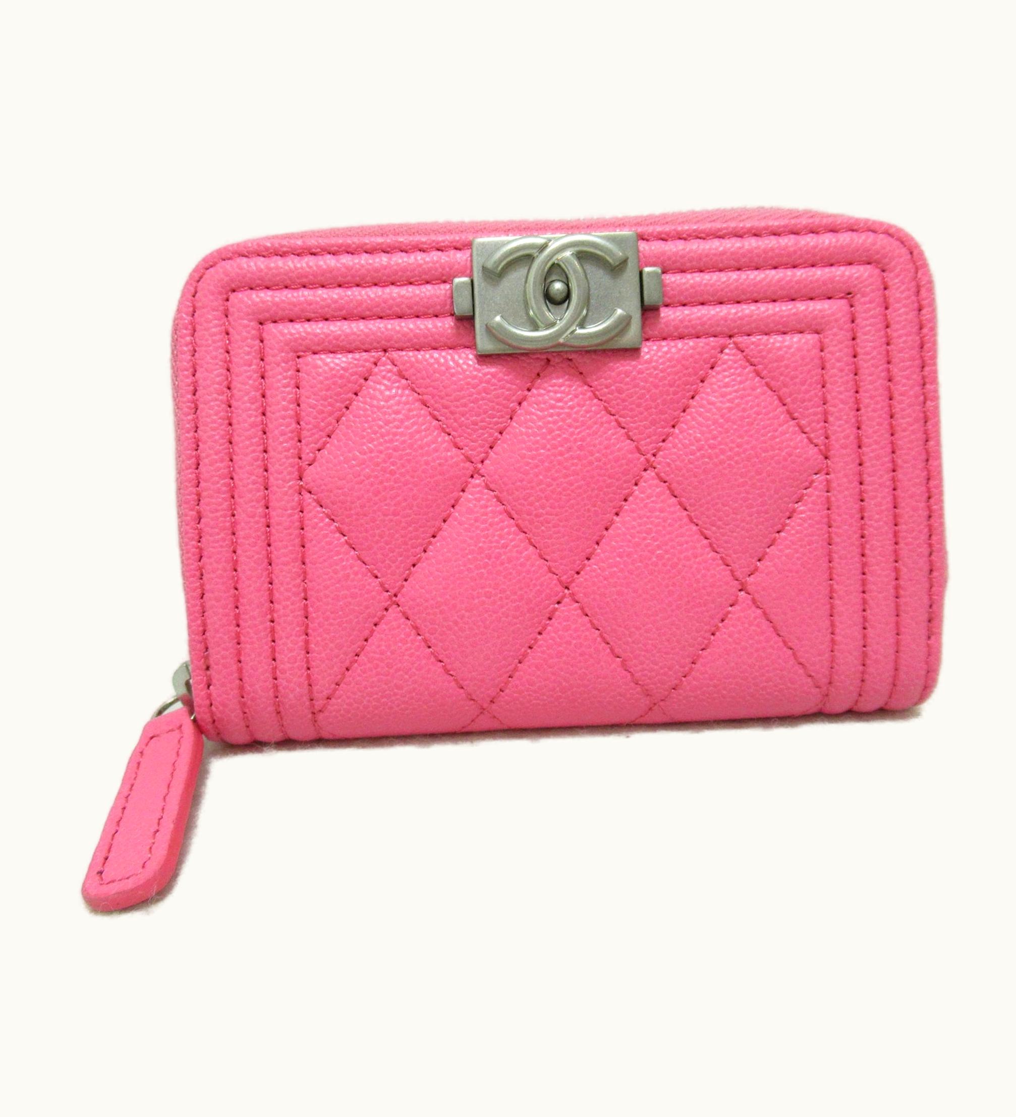 Chanel Chanel Boy Zip Coin Purse Pink Caviar Skin