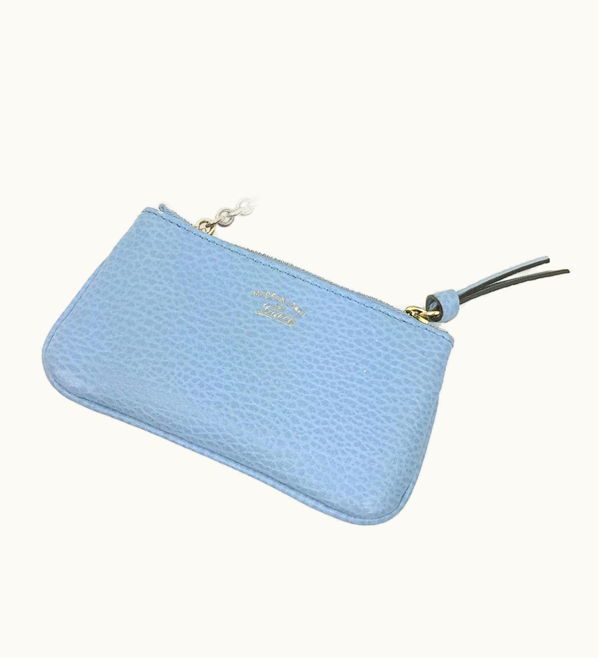 Gucci Gucci Coin Case 368879 Purse Leather Light Blue Wallet Aq5286