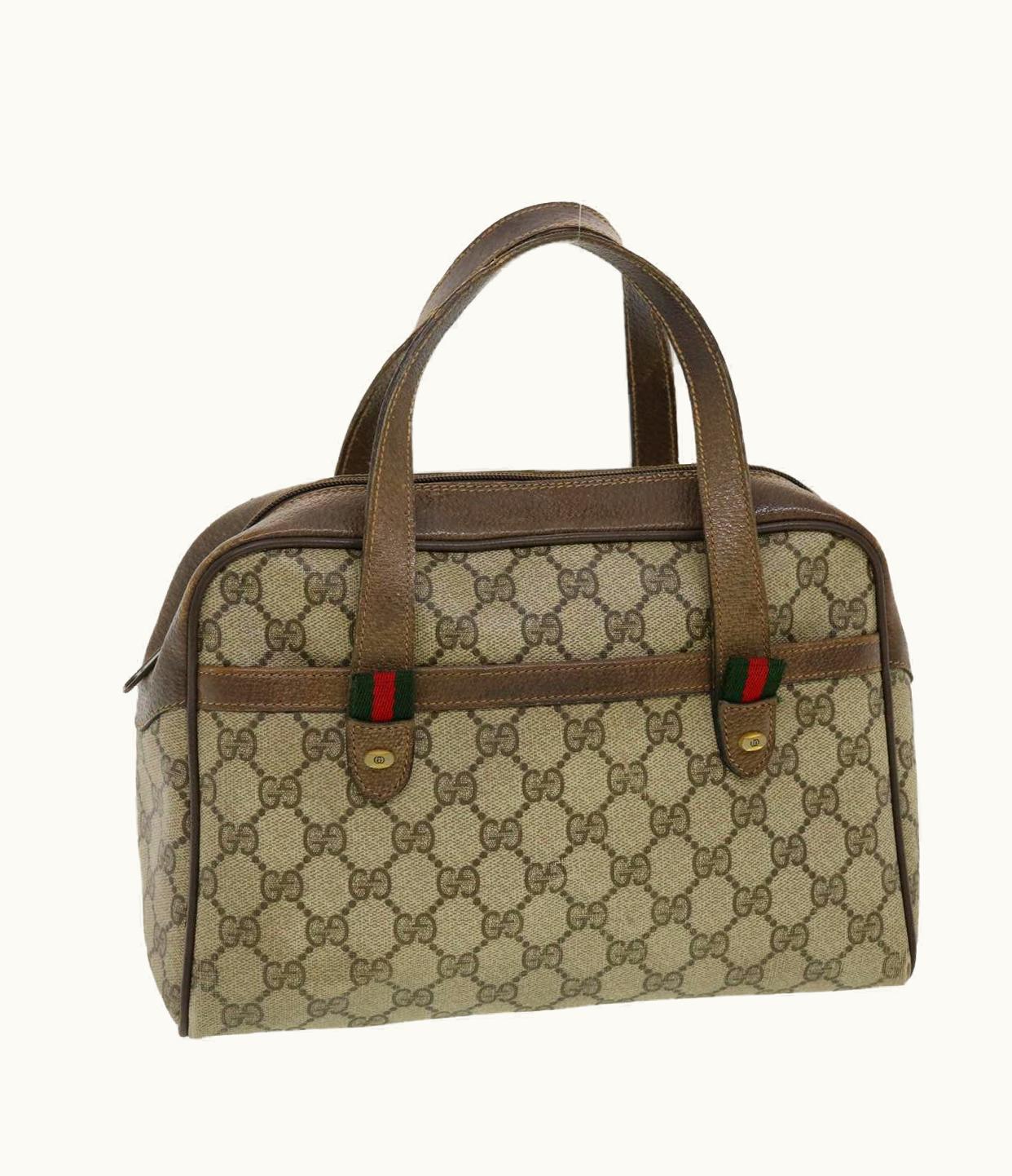 Gucci Gucci GG Canvas Web Sherry Line Hand Bag Beige Red Green 24.02.053