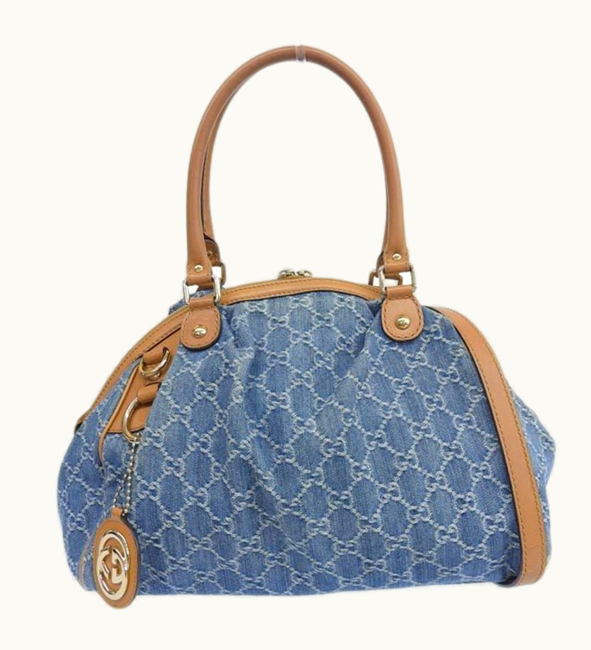Gucci Gucci Denim GG Sookie 2Way Handbag 223974 Blue/Brown Ladies