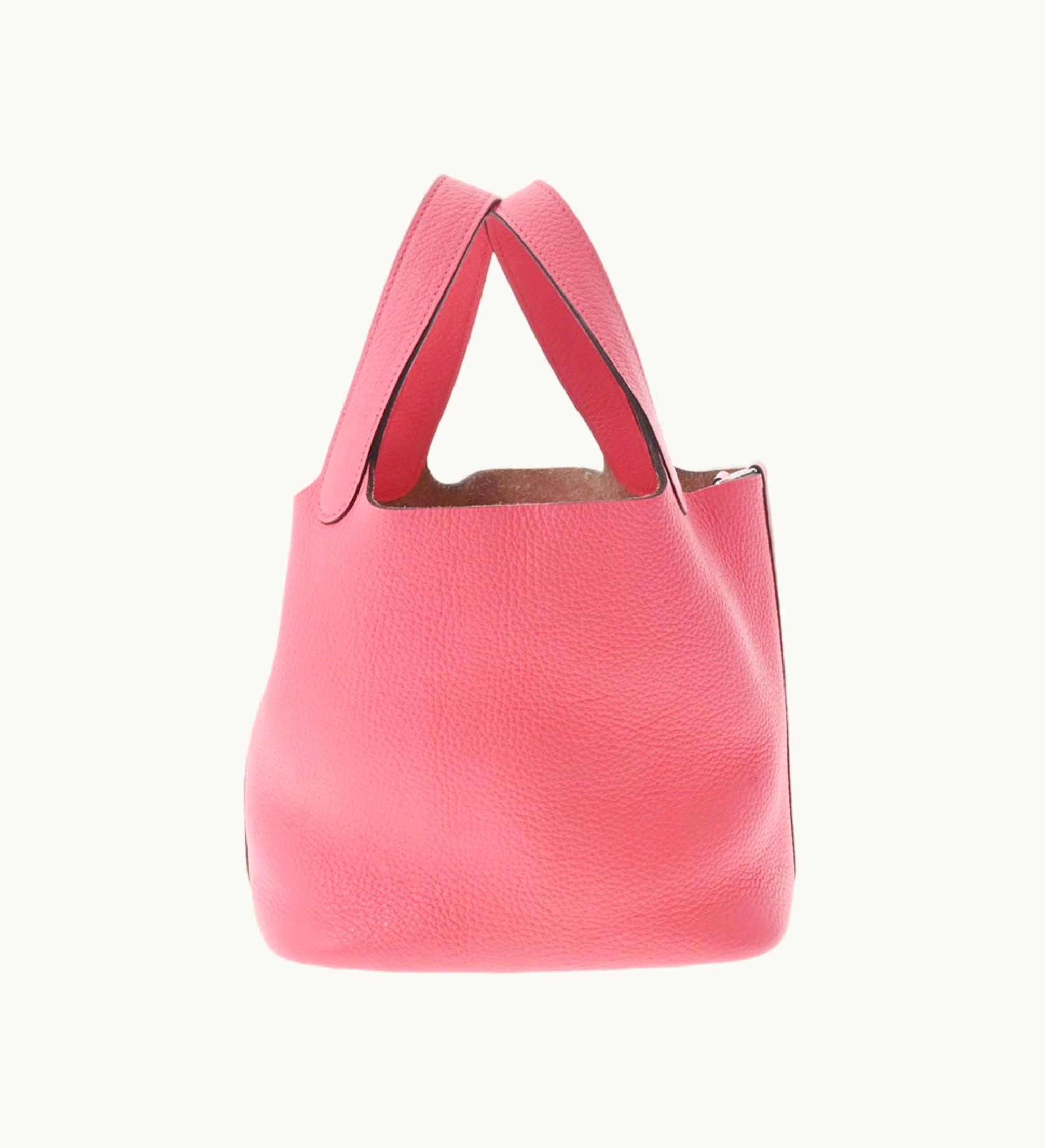 Hermès Hermès Picotin Lock PM Rose Azalee Palladium Metal Fittings A Engraved [Around 2017] Women's Taurillon Clemence Handbag