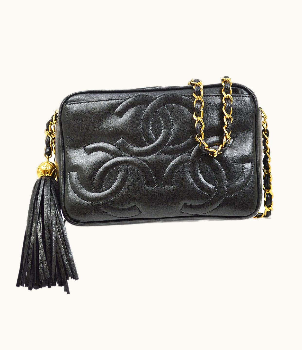 Chanel Chanel 1994-1996 Triple CC Camera Bag Mini Black Lambskin 82561