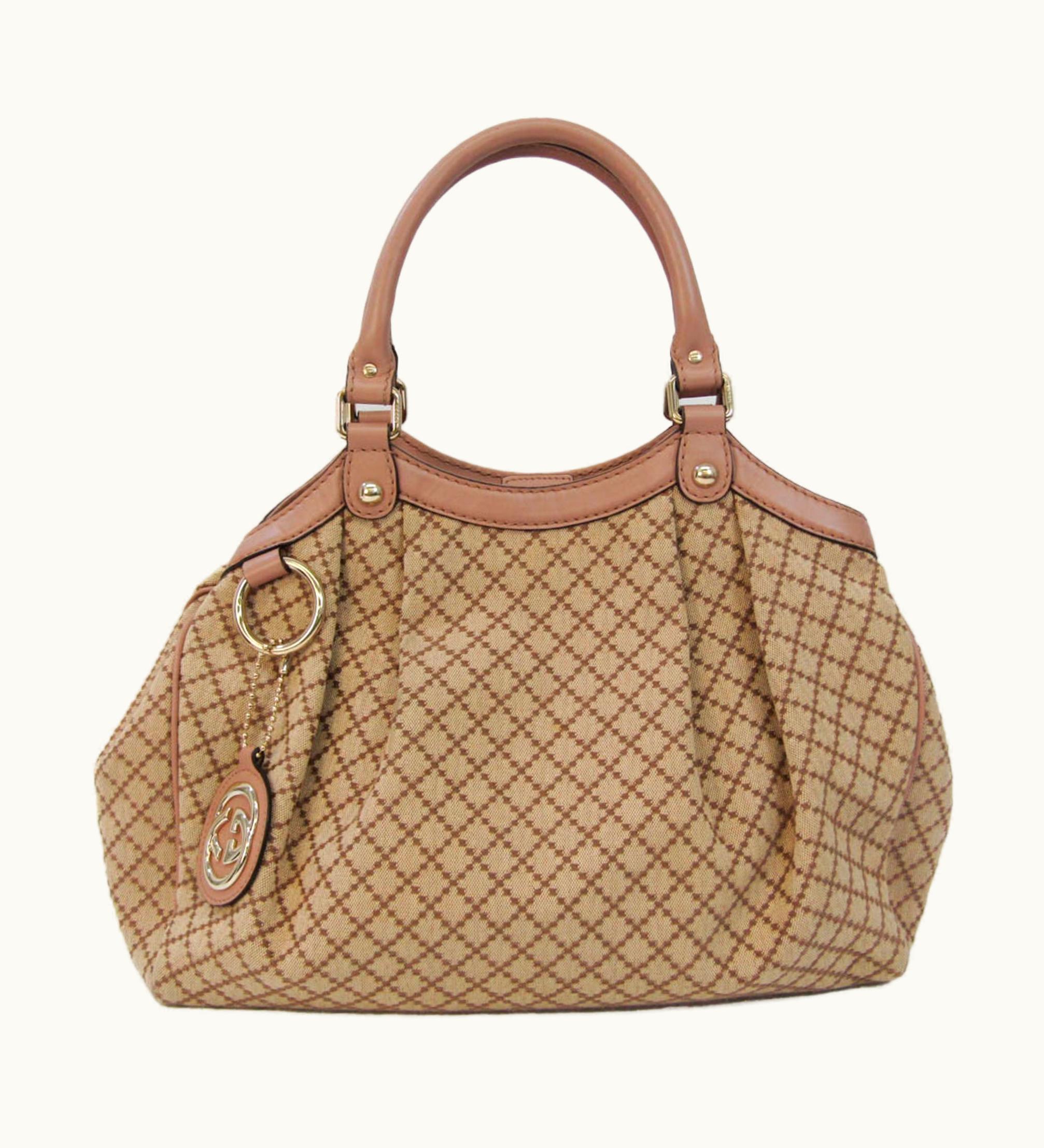 Gucci Gucci Sukey 211944 Women's Leather, GG Canvas Handbag Beige, Khaki