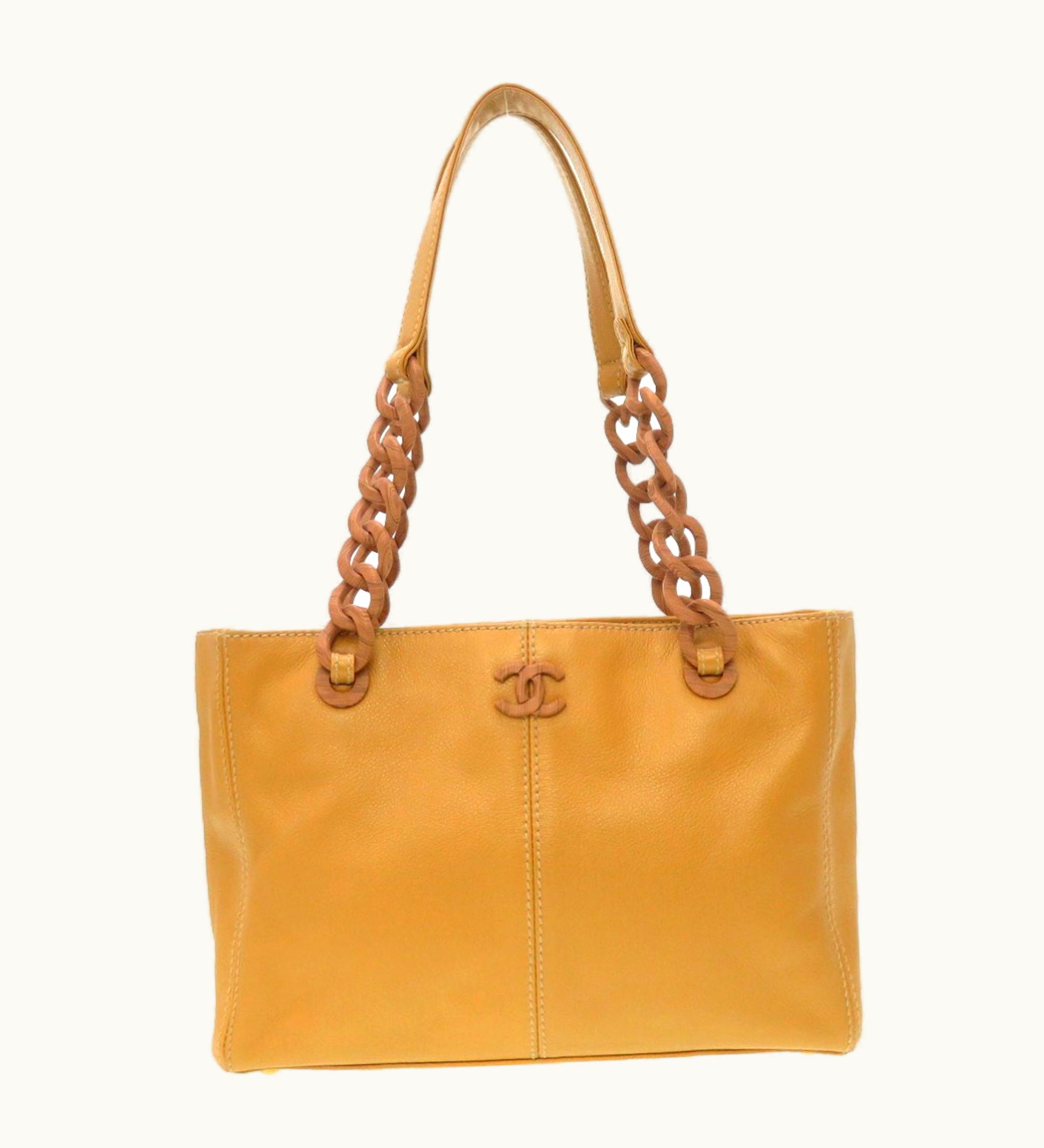 Chanel Chanel Plastic Chain Leather Camel 8Th Coco Mark Tote Bag Brown