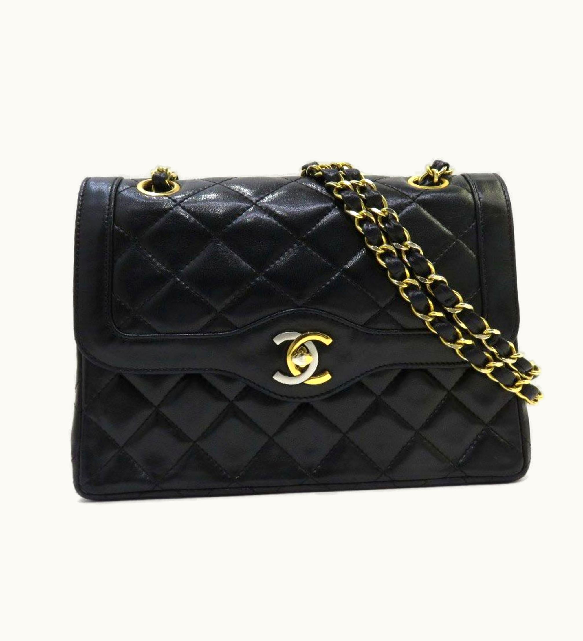 Chanel Chanel Matelasse Paris Limited W Chain Flap Shoulder Bag Gold Silver Metal Fittings