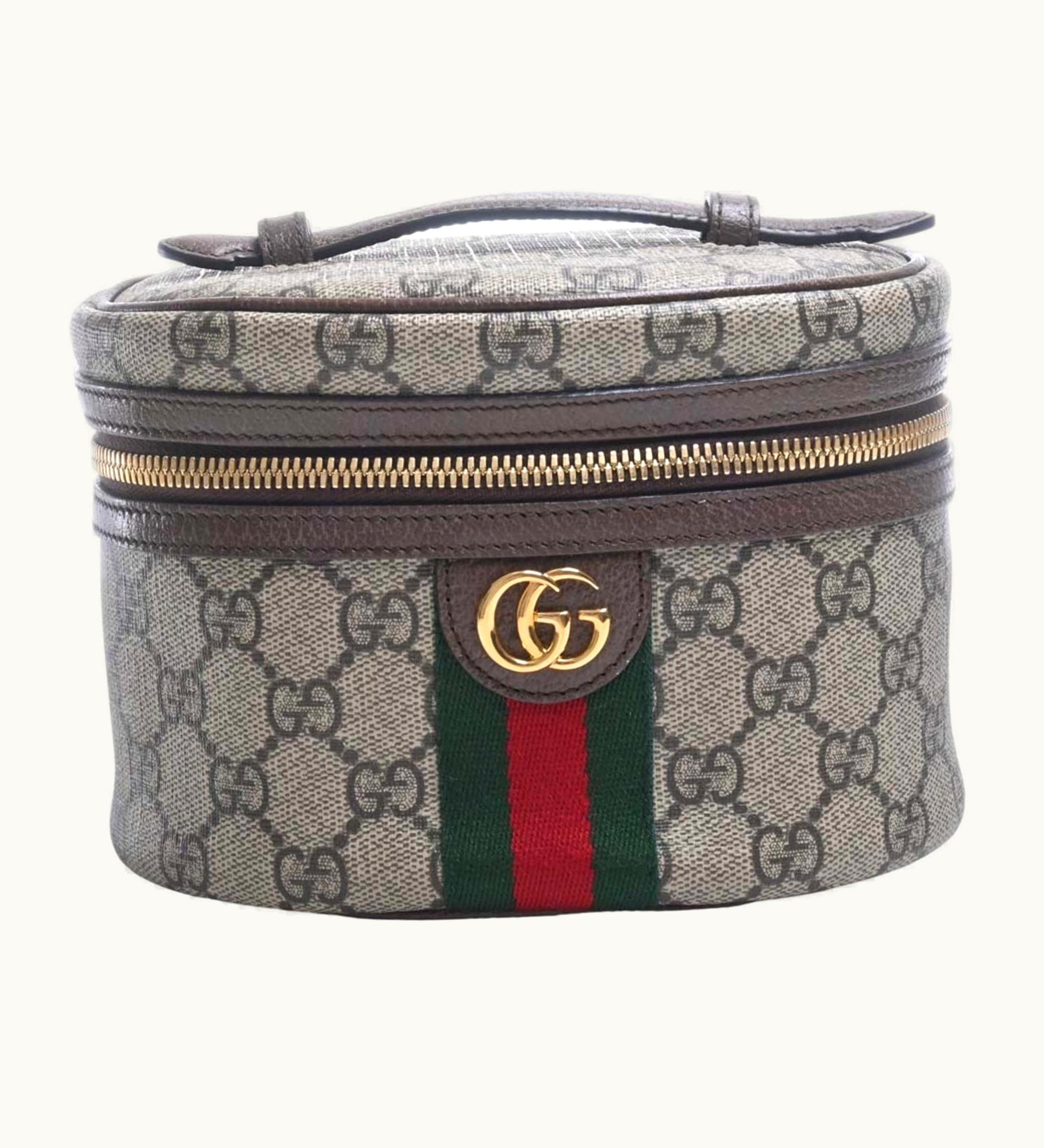 Gucci Gucci Ophidia GG Supreme Leather Tick Case Handbag 627463 Beige/Brown Women's