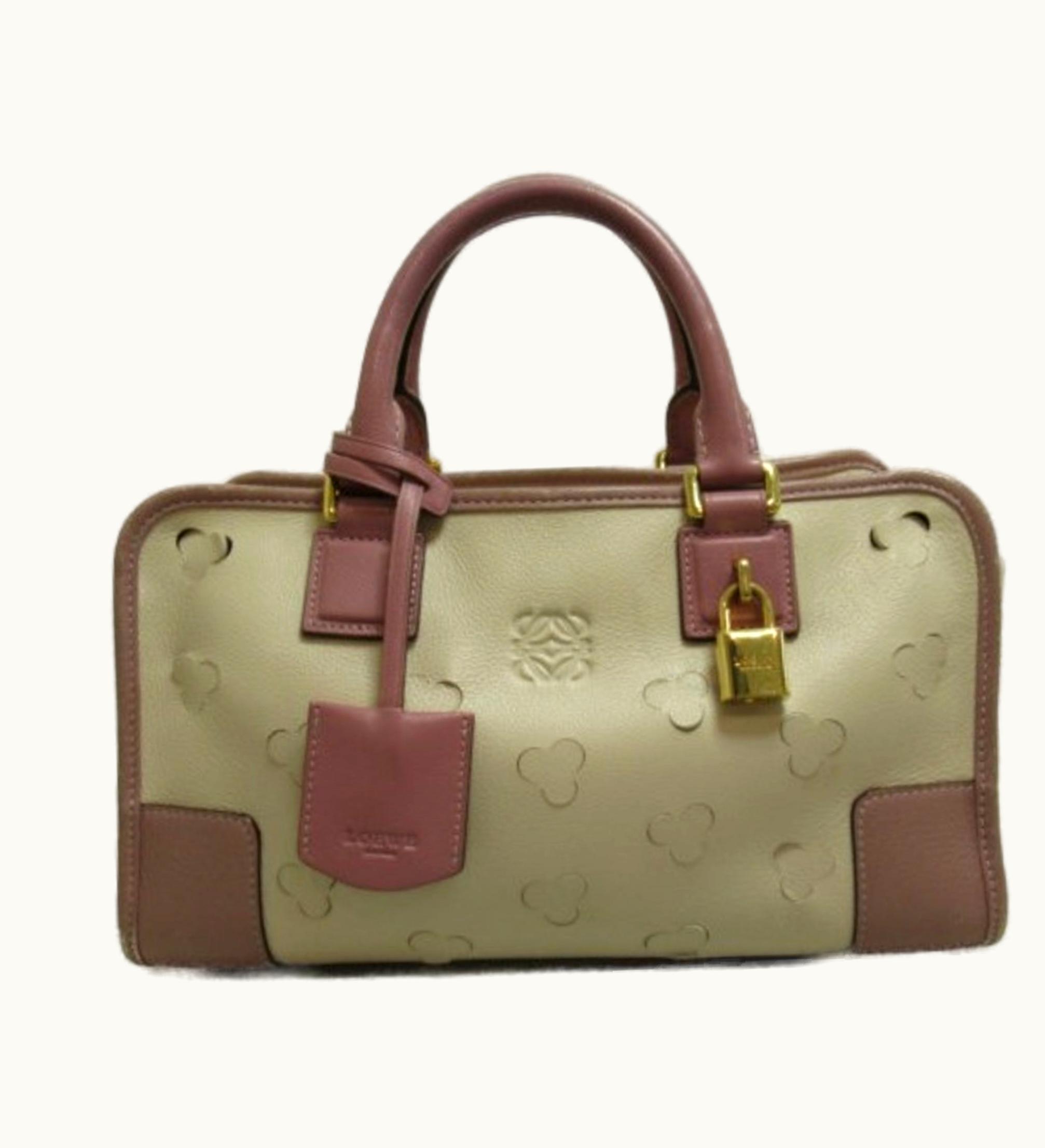 Loewe Loewe Amazona28 Limited Handbag Pink Off White Leather