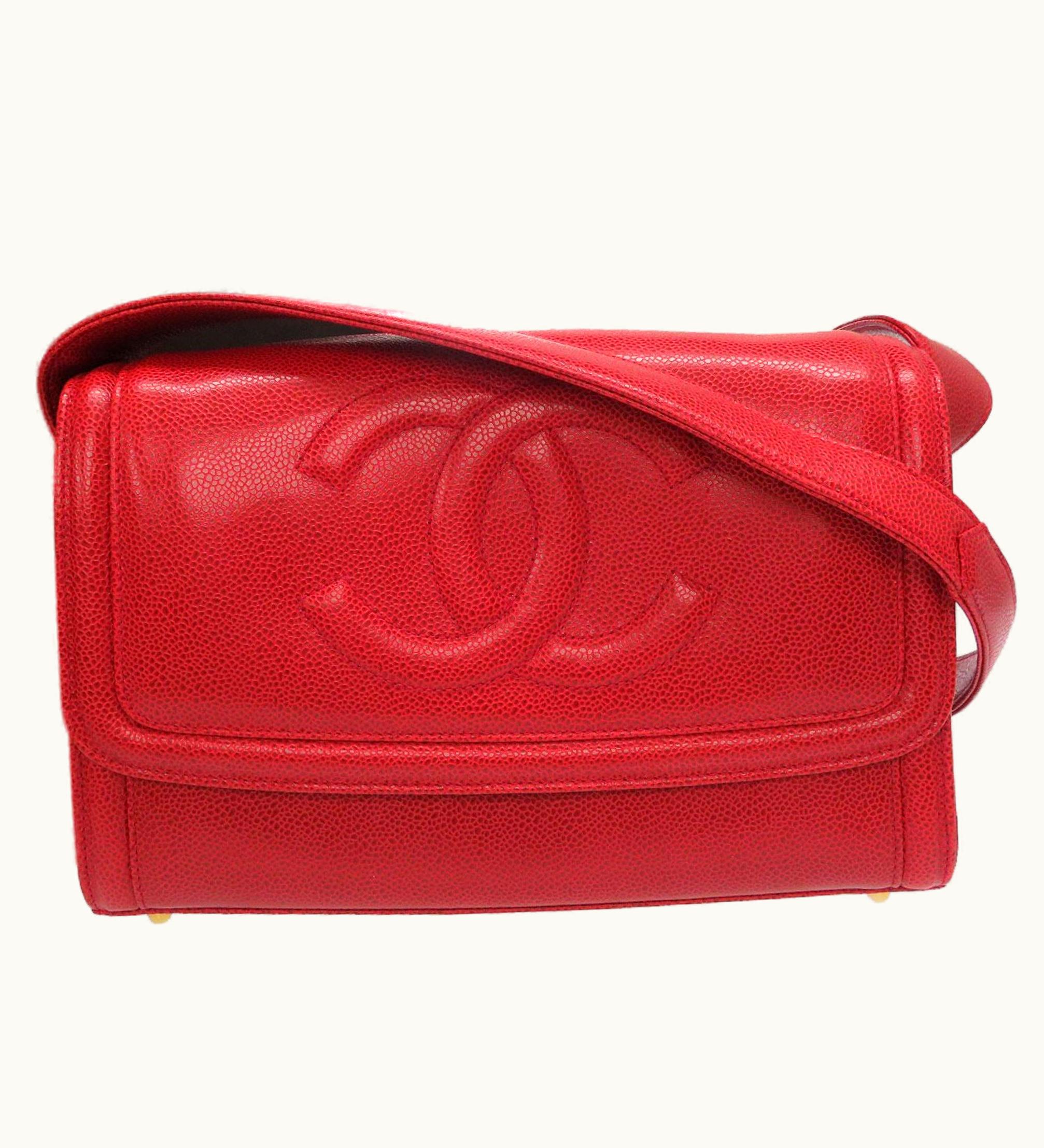 Chanel Chanel Caviar Skin Red No.2 Coco Mark Shoulder Bag 0041 Chanel