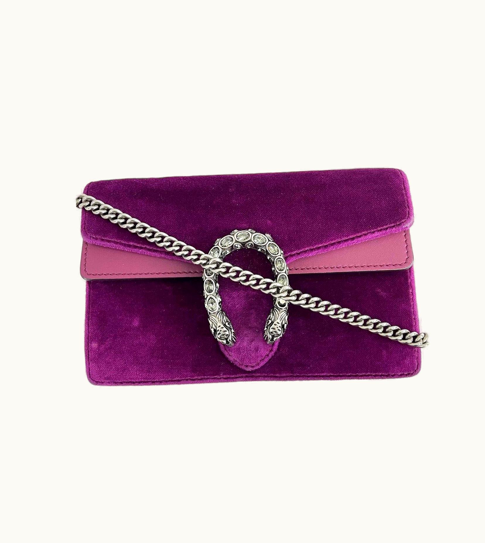 Gucci Gucci - Dionsysus Super Mini - Purple Velvet W/ Removable Chain Crossbody Strap