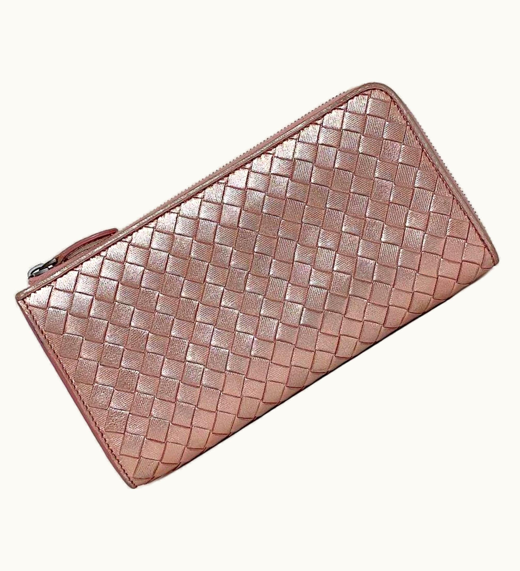 Bottega Veneta Bottega Veneta L-Shaped Long Wallet Metallic Pink 338137 Leather Bottega Veneta Ladies