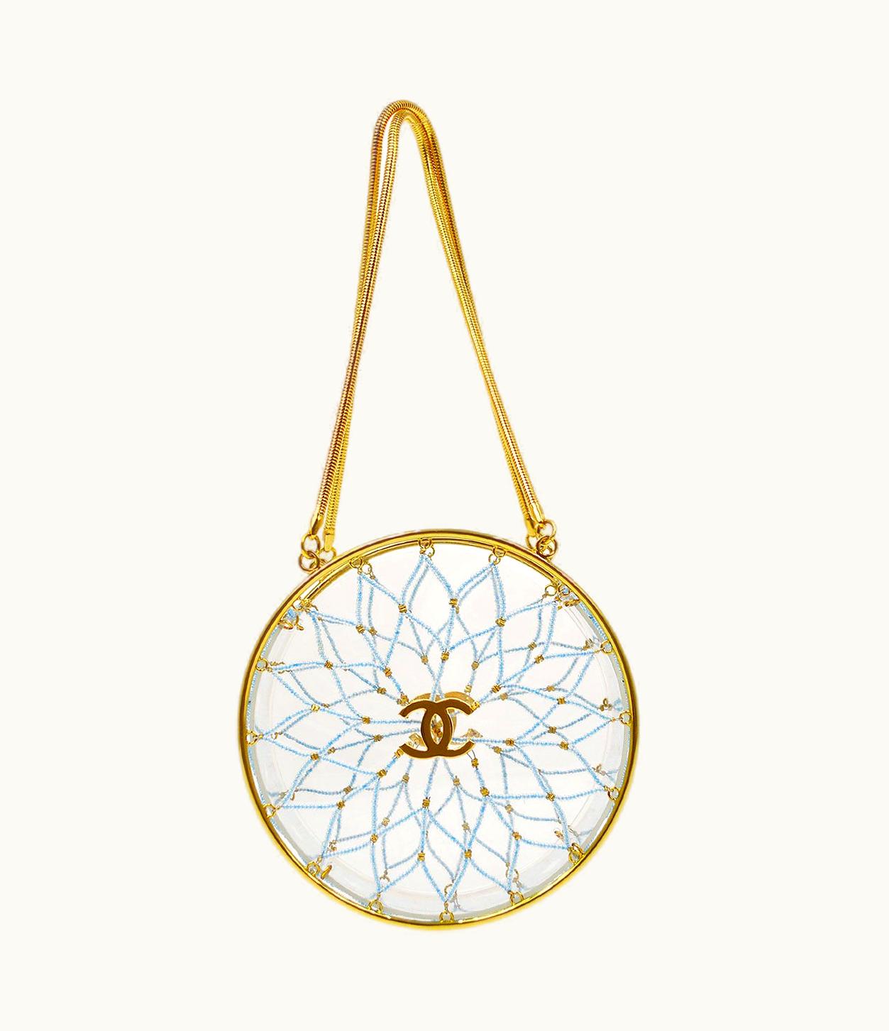 Chanel Chanel 1990S Minaudiere Dreamcatcher Beaded Gold Transparent Round Circle Bag 61780