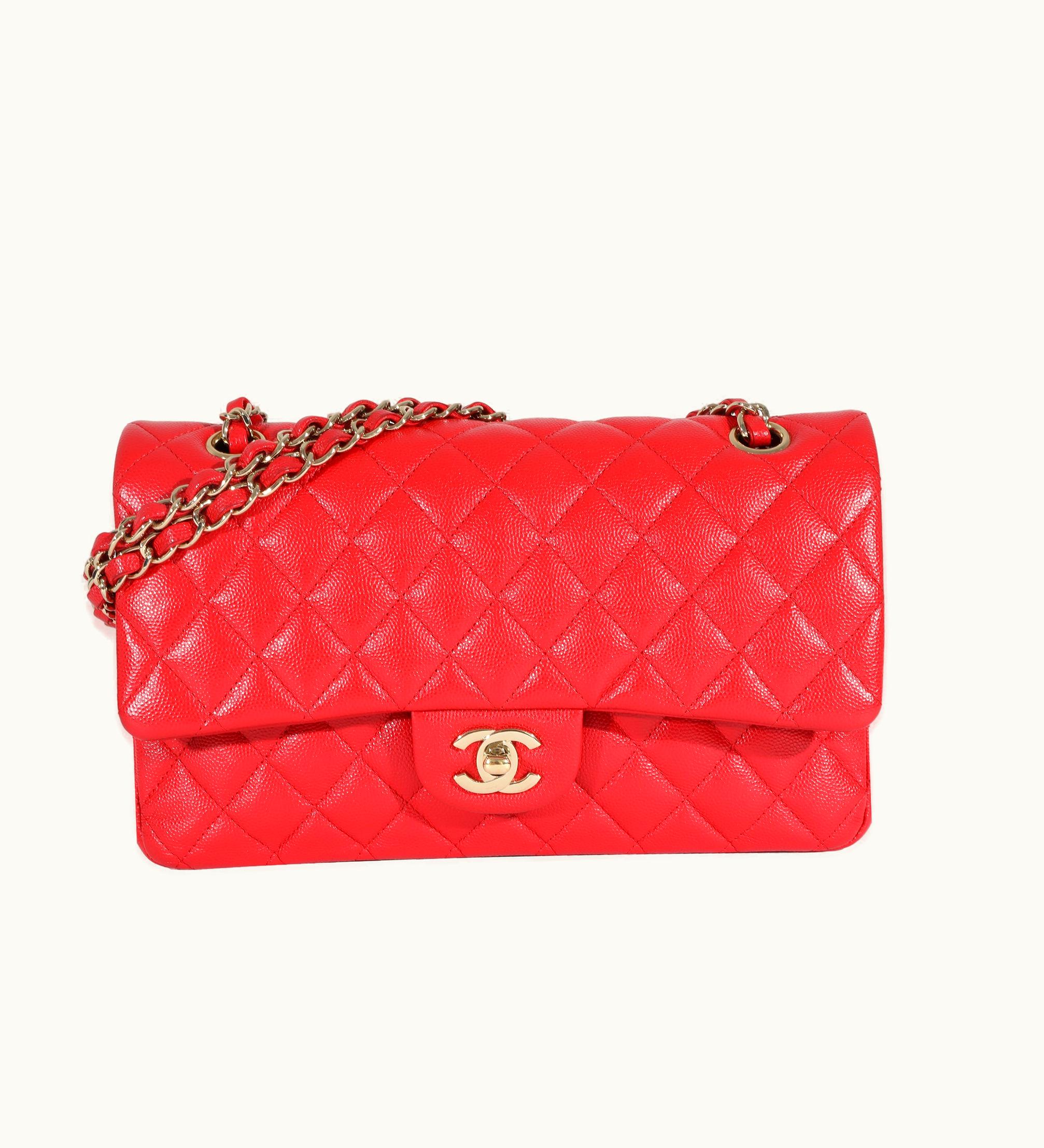 Chanel Chanel 21S Red Caviar Medium Classic Double Flap