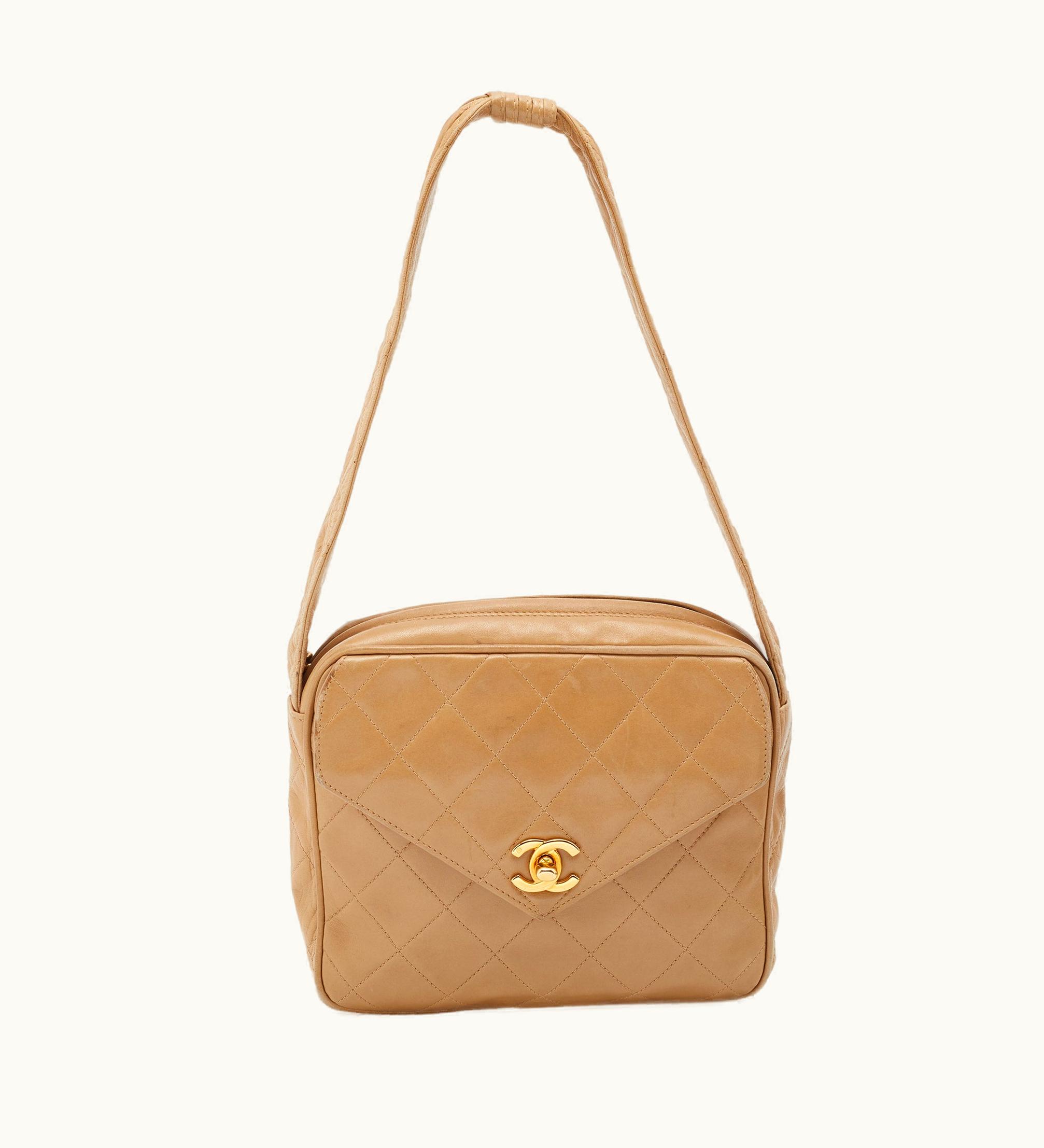 Chanel Chanel Vintage Camera Bag Beige Quilted Leather