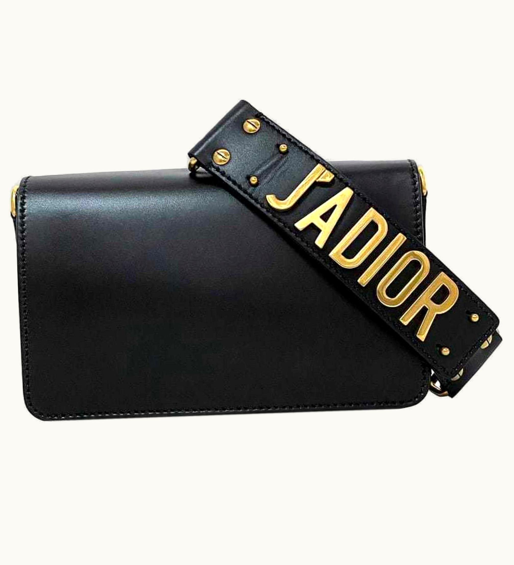 Dior Dior Christian Dior Clutch Bag Black Gold J'Adior Leather Handbag Flap Strap