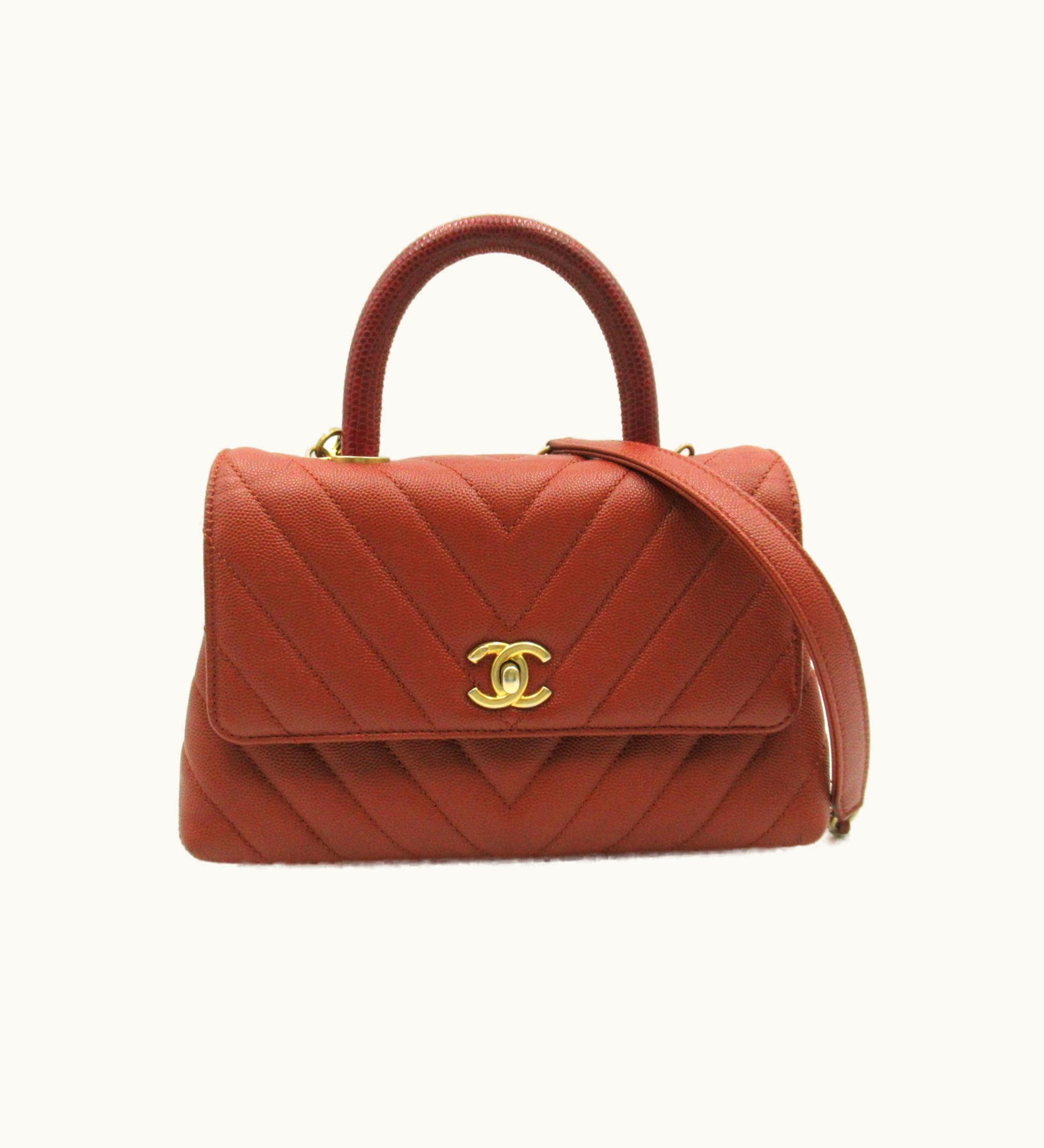 Chanel Chanel Coco Handle V Stitch Chainshoulder Brown Caviar Skin [Grained Calf]