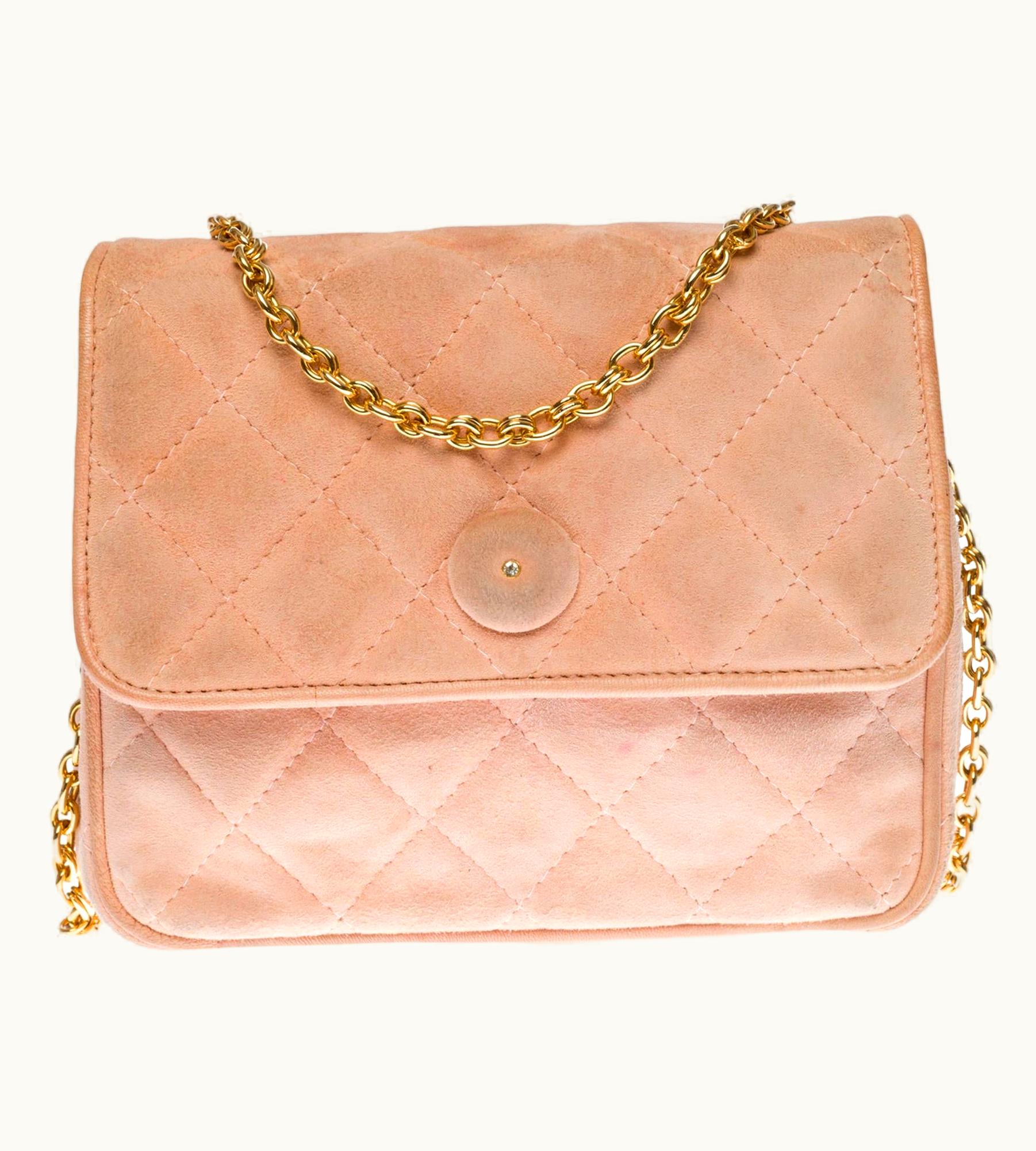 Chanel Chanel Classic Mini Shoulder Flap Bag In Pink Quilted Suede