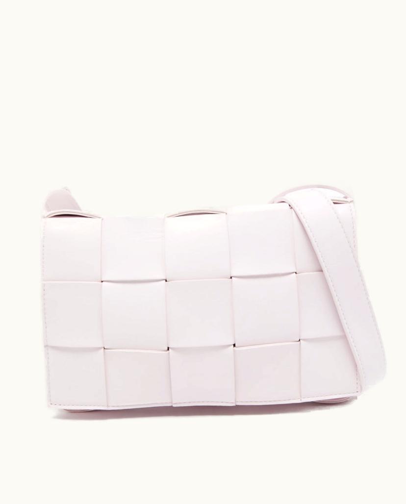 Bottega Veneta Bottega Veneta Light Pink Intrecciato Leather Cassette Shoulder Bag