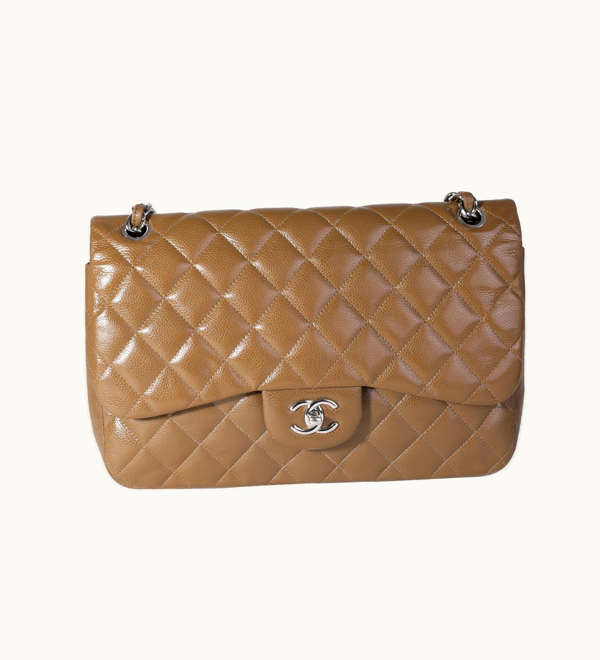 Chanel Chanel Khaki Caviar Quilted Jumbo Classic Double Flap Bag