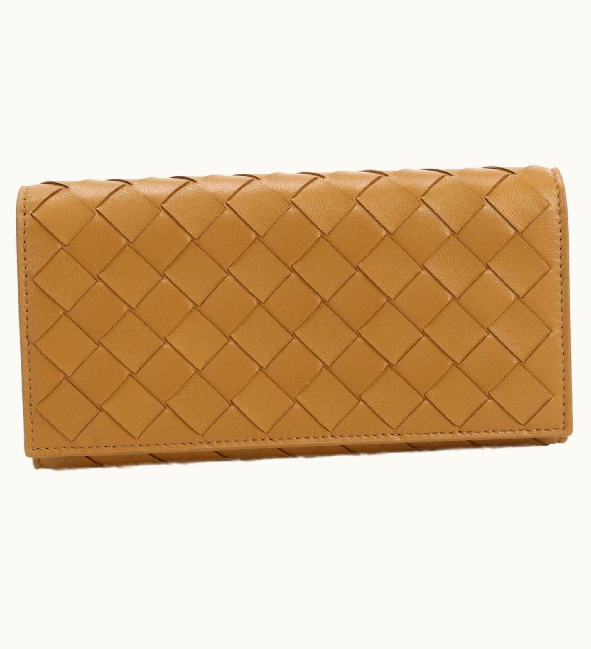 Bottega Veneta Bottega Veneta Large Flap Intrecciato 742936 VCPP3 2650 Women's Lambskin Long Wallet Brown